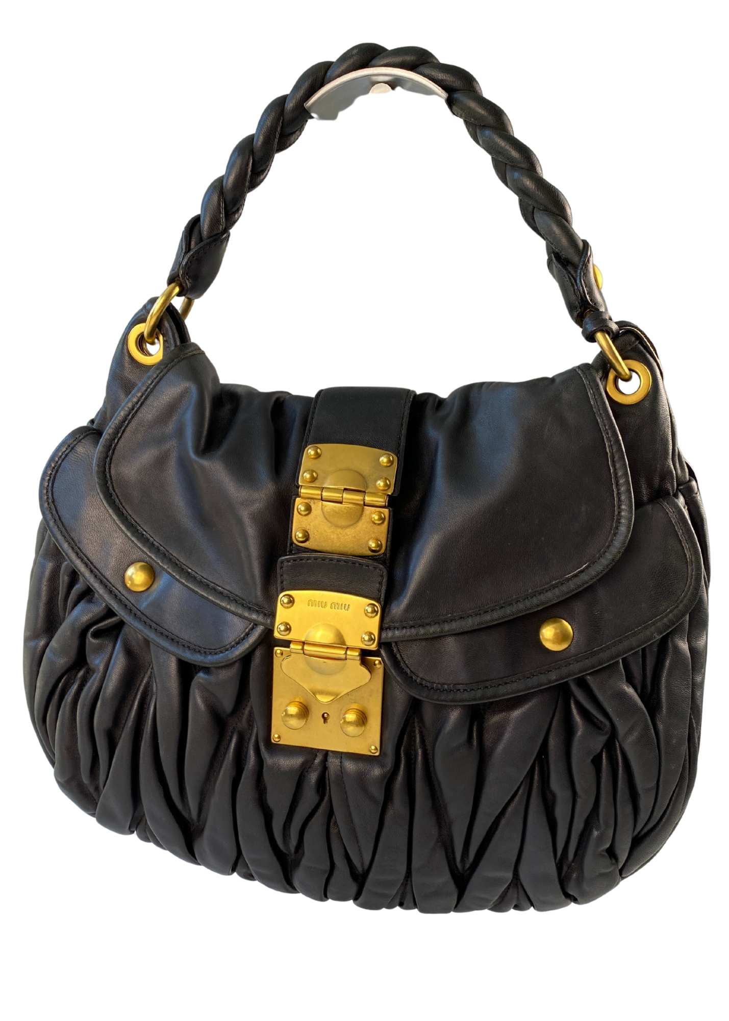 MIU MIU Leather 'Coffer' Gold Hardware