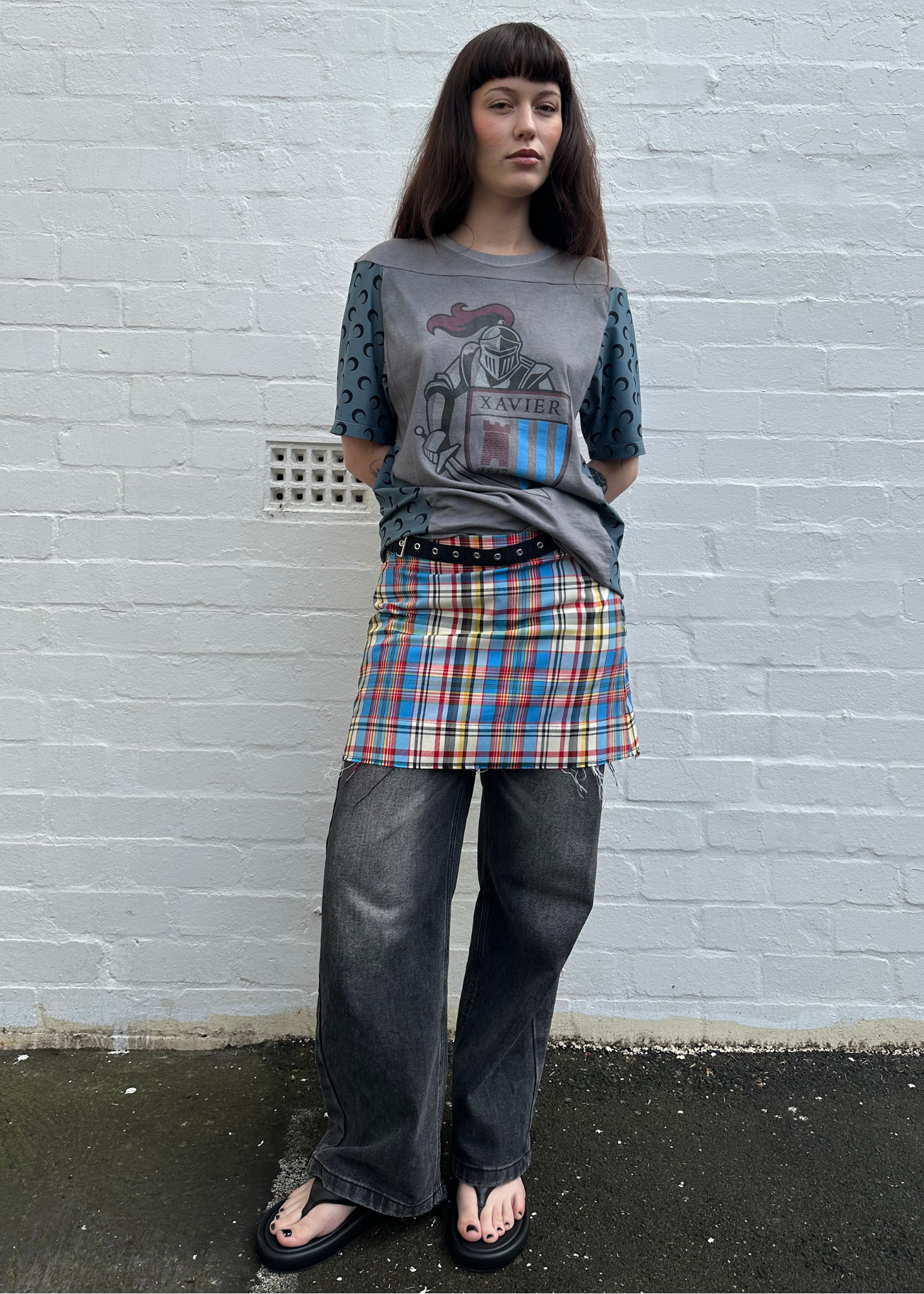 MARQUES ALMEIDA Tartan Raw Hem Mini Skirt