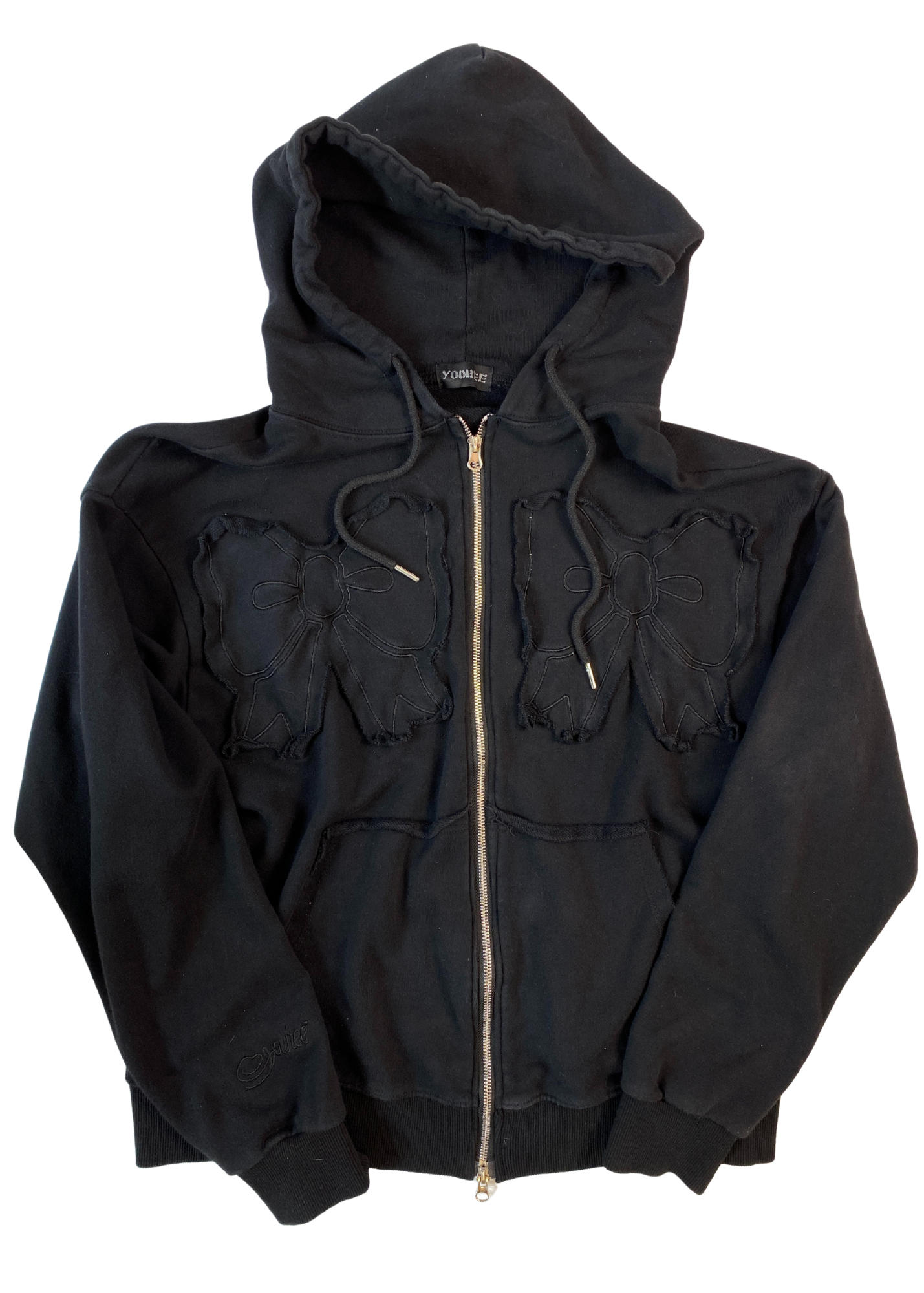 YOOHEE Bow Applique Zip Hoodie