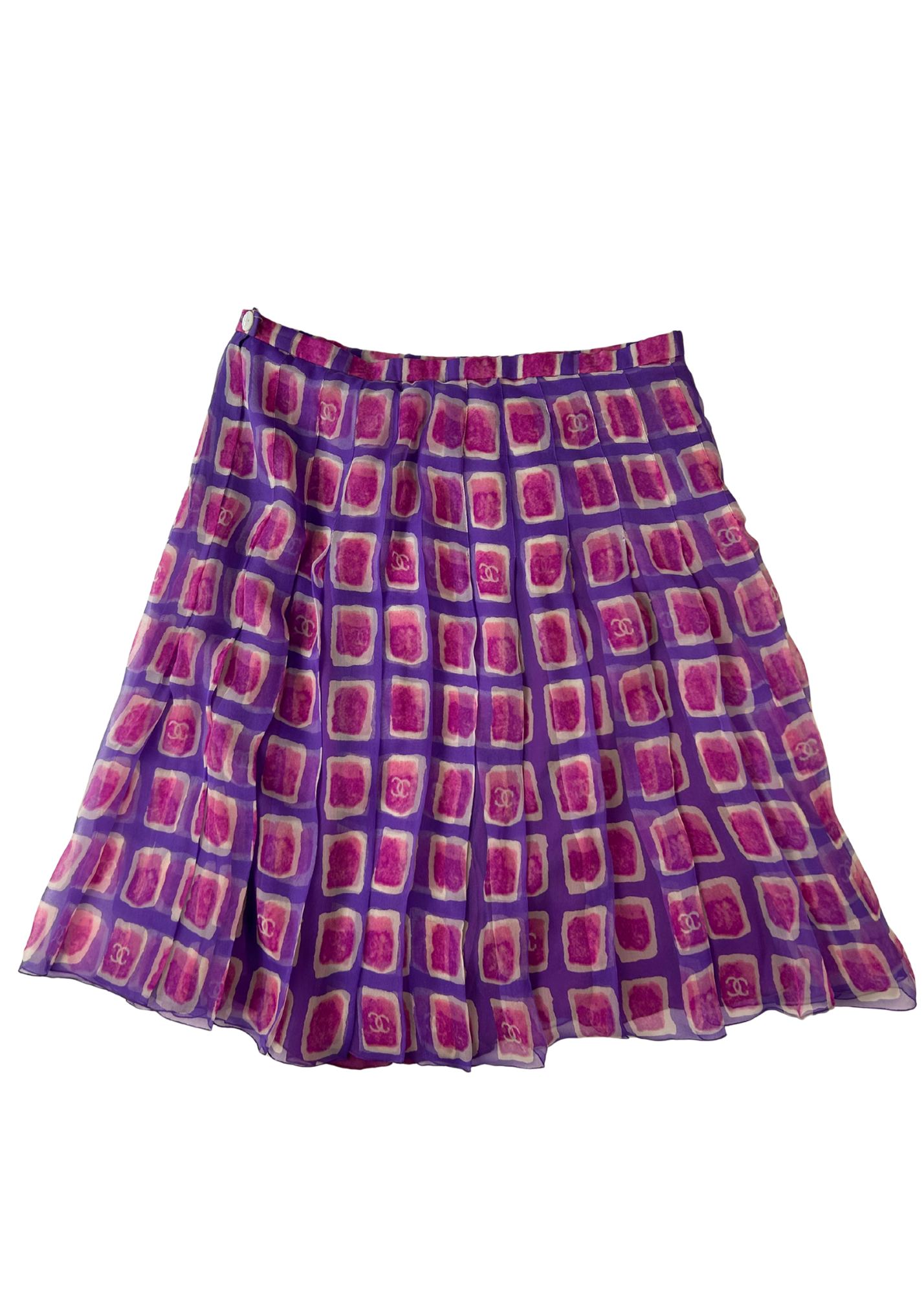 CHANEL VINTAGE (AS IS) Spring 2001 CC Silk Pleat Midi