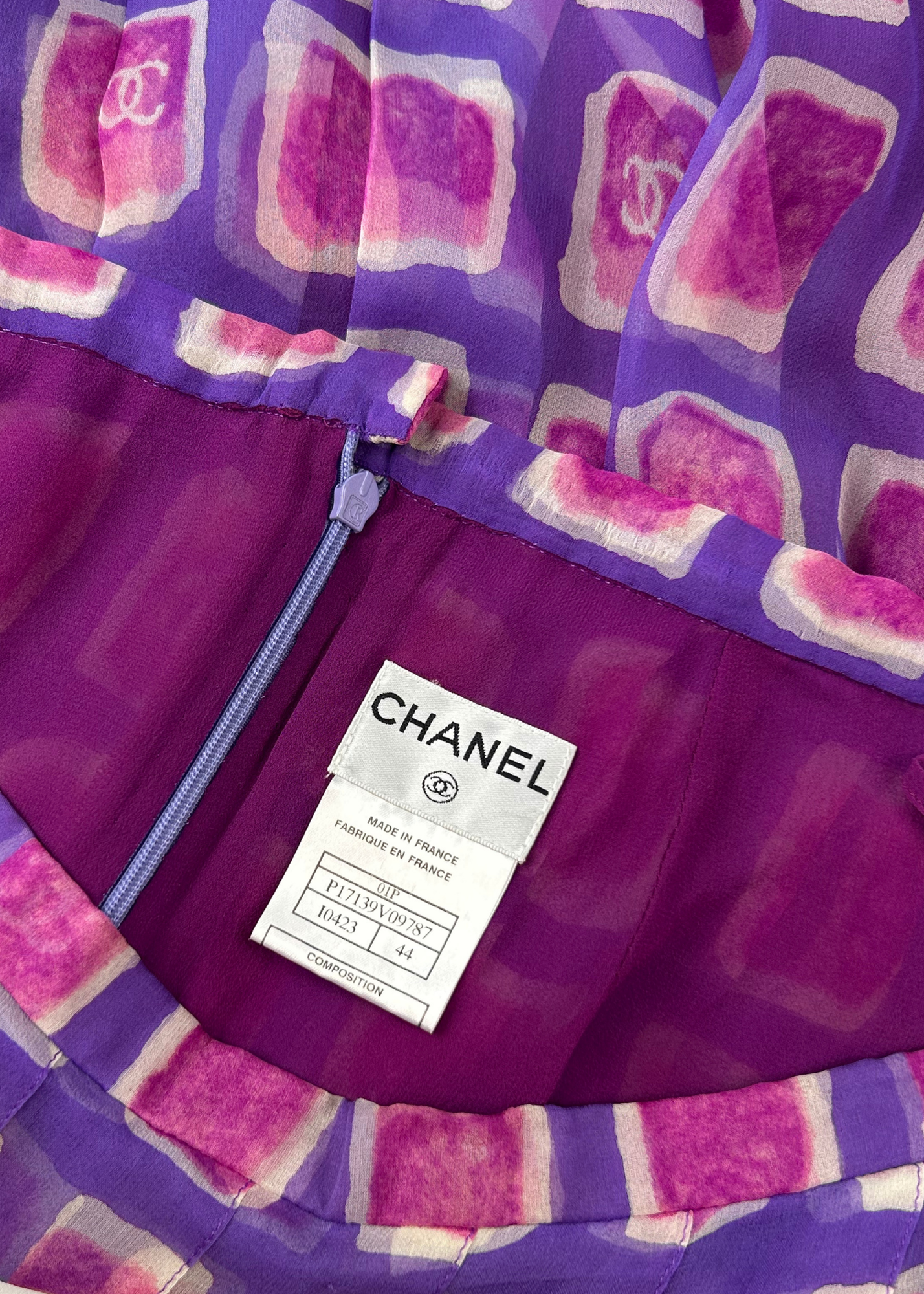 CHANEL VINTAGE (AS IS) Spring 2001 CC Silk Pleat Midi