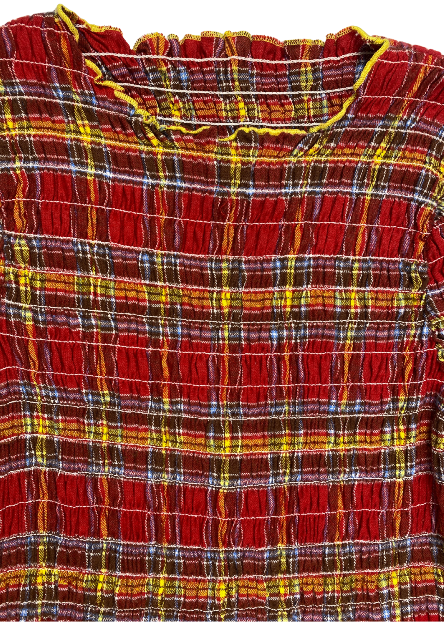 APRES STUDIO Tartan Ruched Long Sleeve Mini Dress