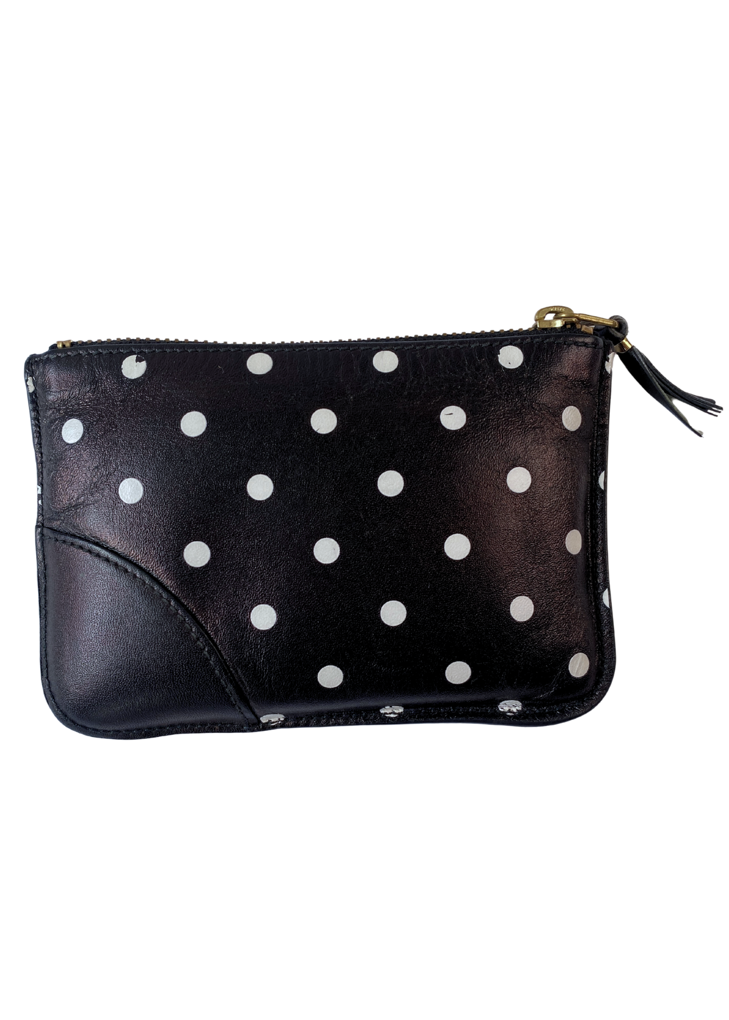 COMME DES GARCONS (AS IS) Polkadot Leather Zip Coin Purse
