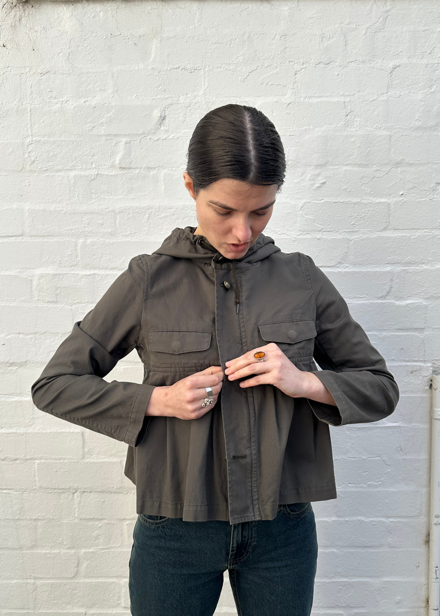 GOMME Pleated Hoodie Jacket