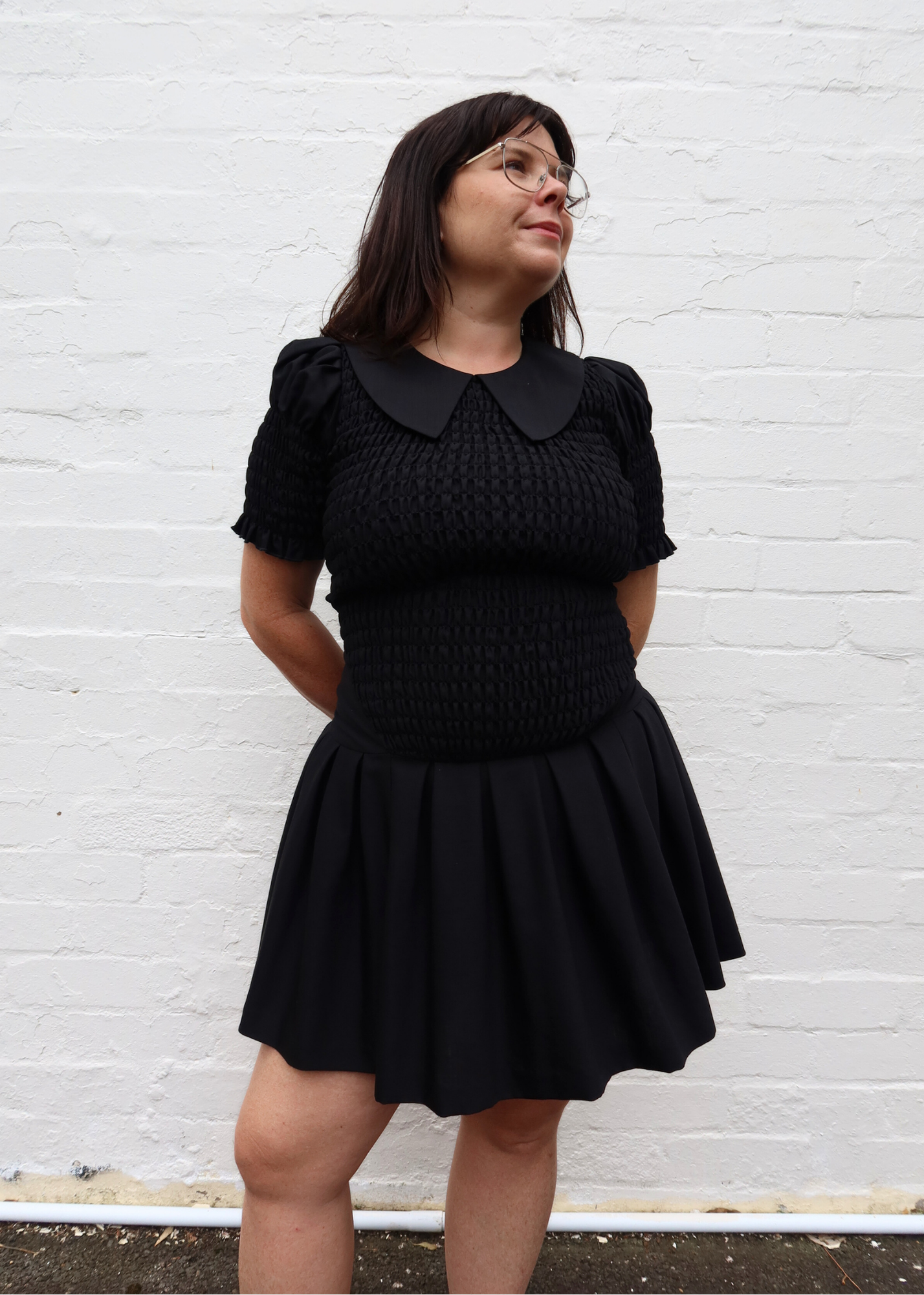 APRES STUDIO (AS IS) 'Emily' Shirred Pleated Mini Dress