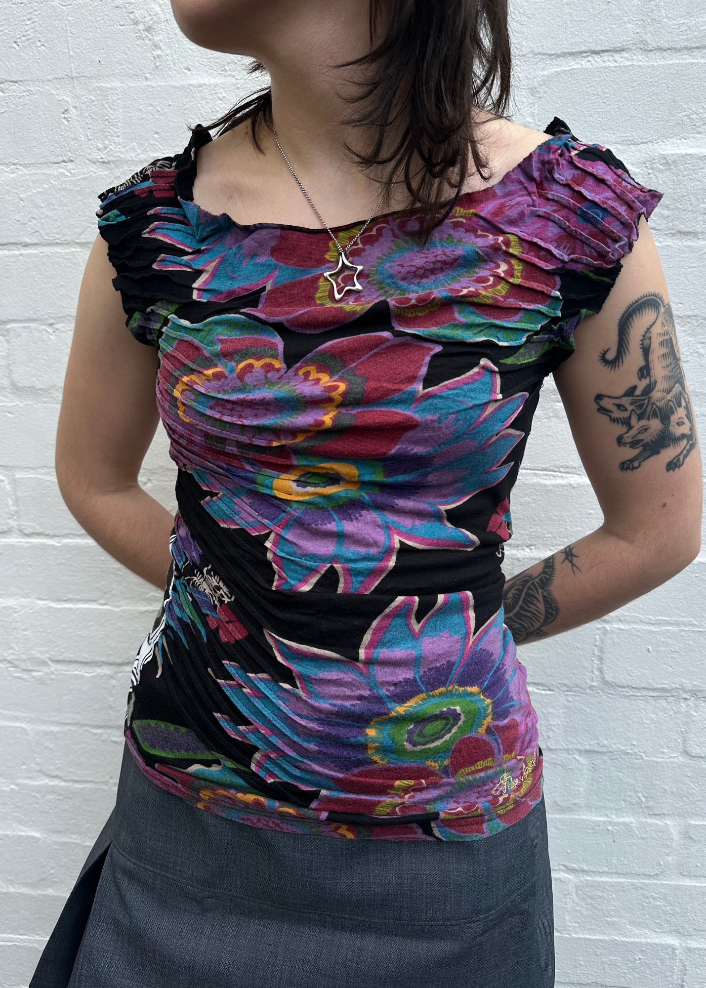 DESIGUAL Floral Patchwork Top
