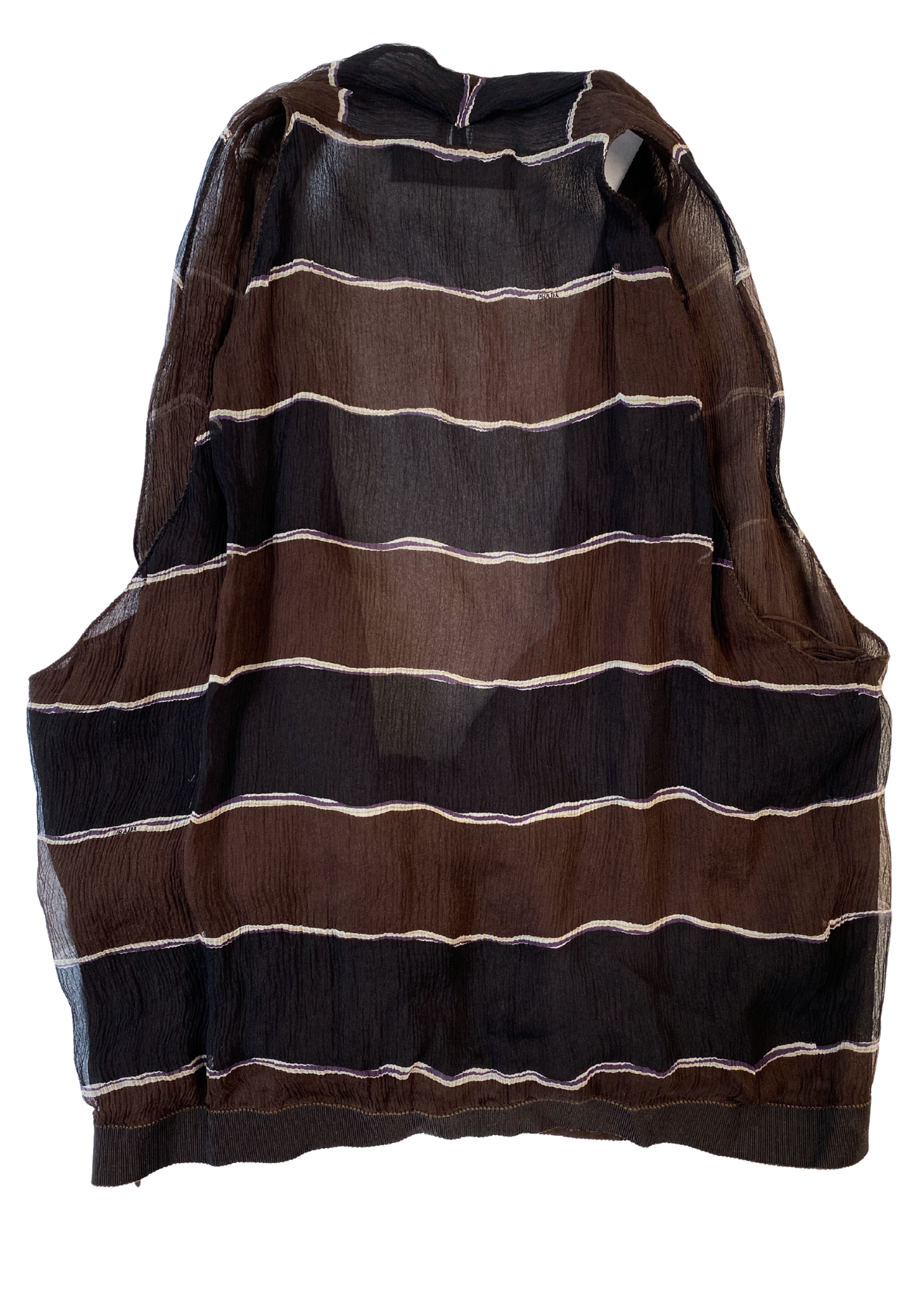 PRADA (AS IS) Stripe Silk Front Tie Top