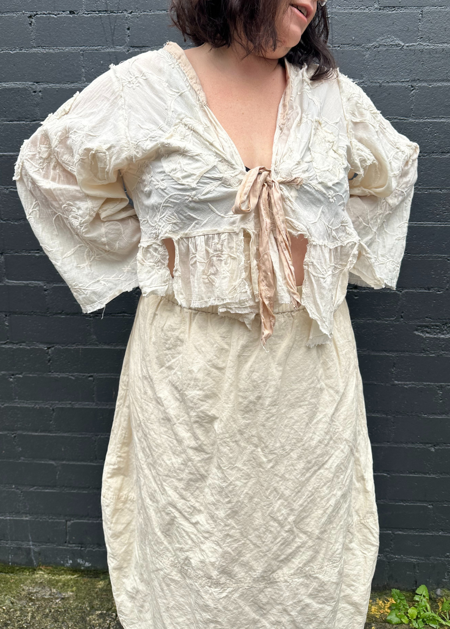 MAGNOLIA PEARL Floral Embroidery Front Tie Top
