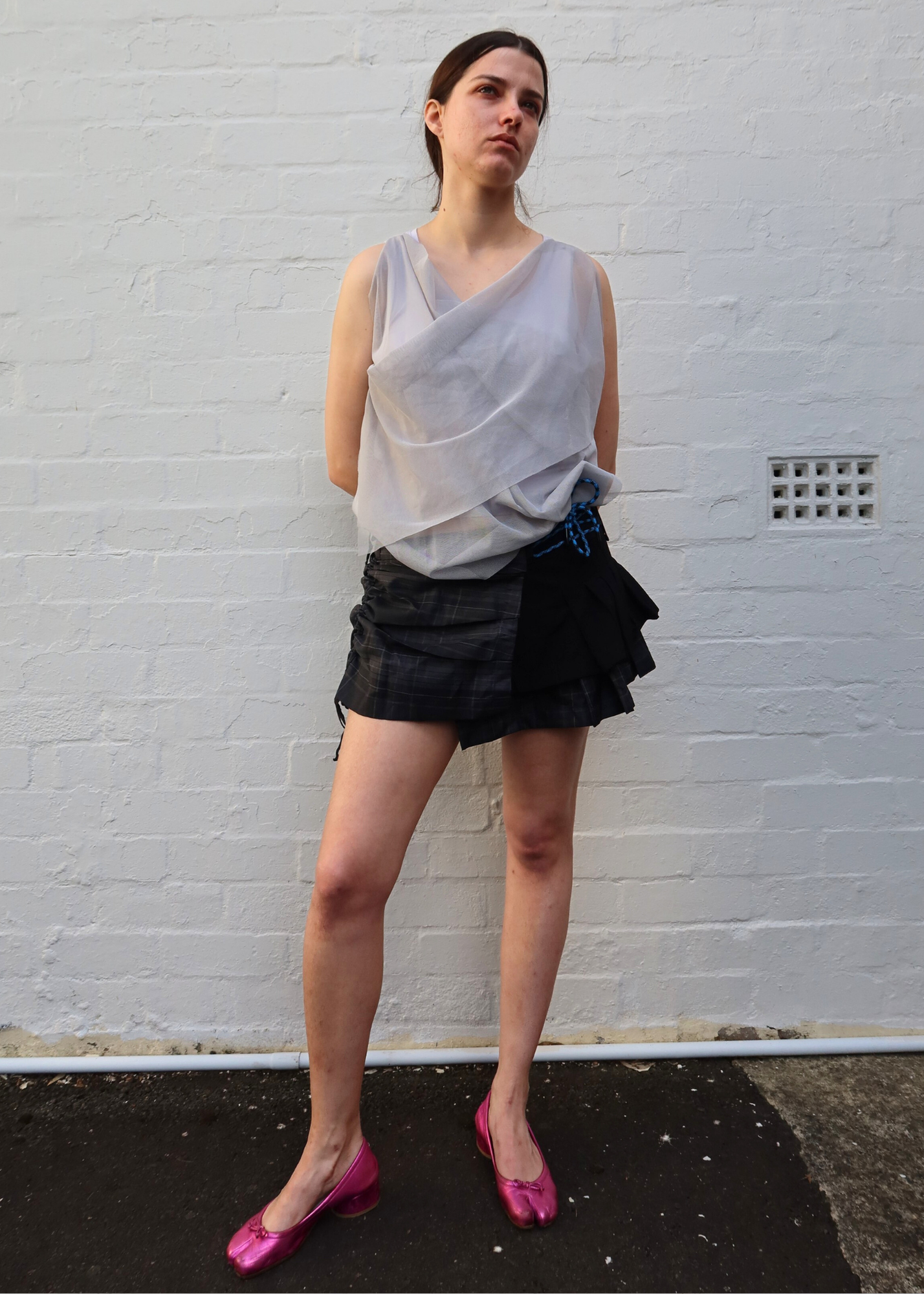 KARLAIDLAW Tartan Ruched Pleated Mini