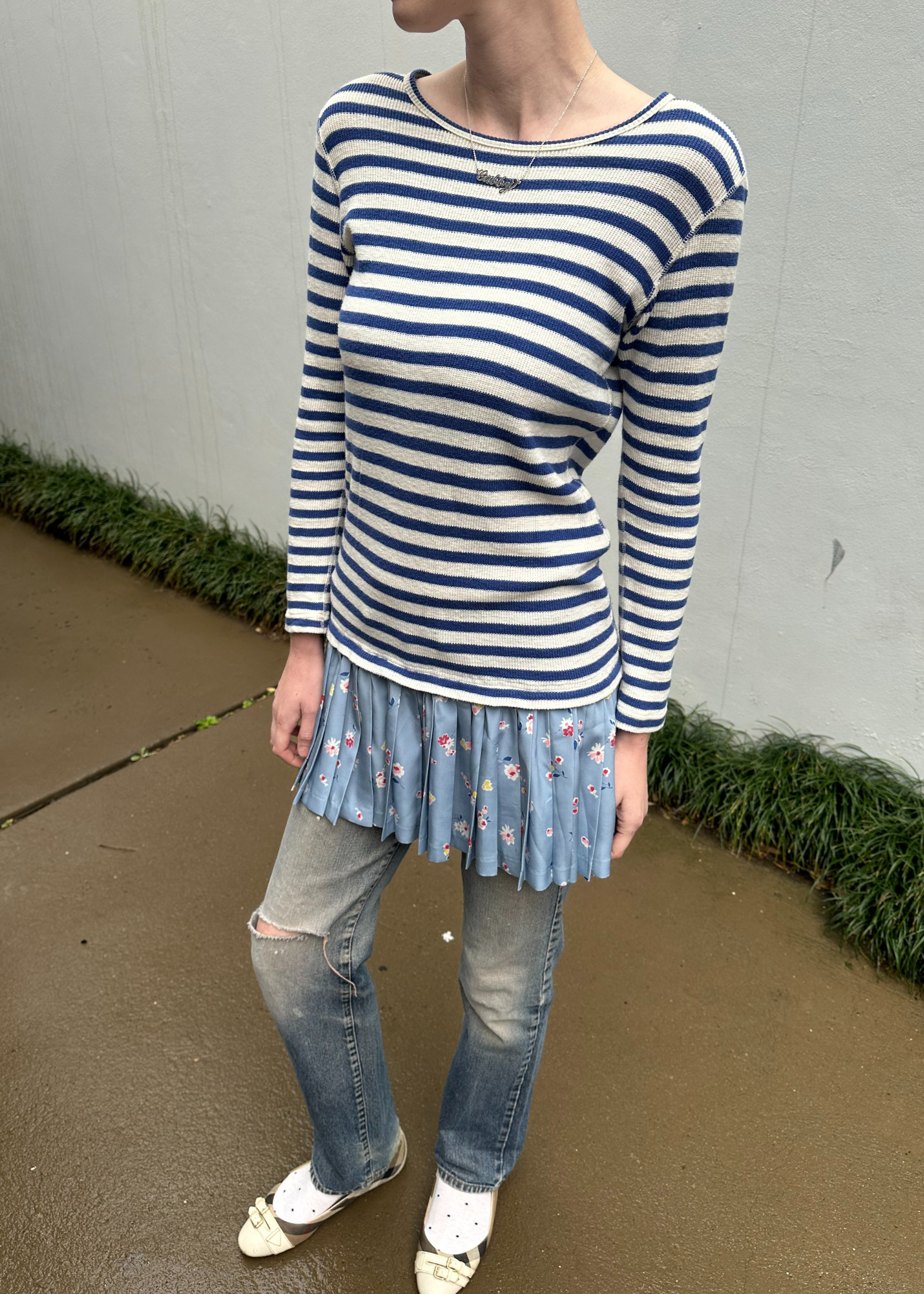JUNYA WATANABE COMME DES GARCONS MAN 2013 Stripe Waffle Pleat Mini Dress