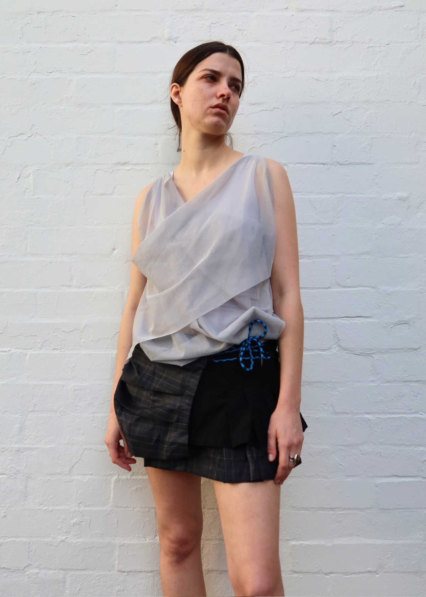 ISSEY MIYAKE (AS IS) AW 2020 Grey Layered Mesh Tank