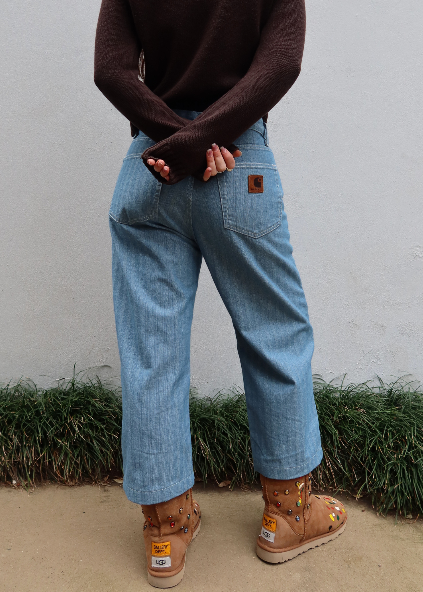 CARHARTT WIP (NWT) Light Wash Herringbone Stripe Straight Leg Jeans