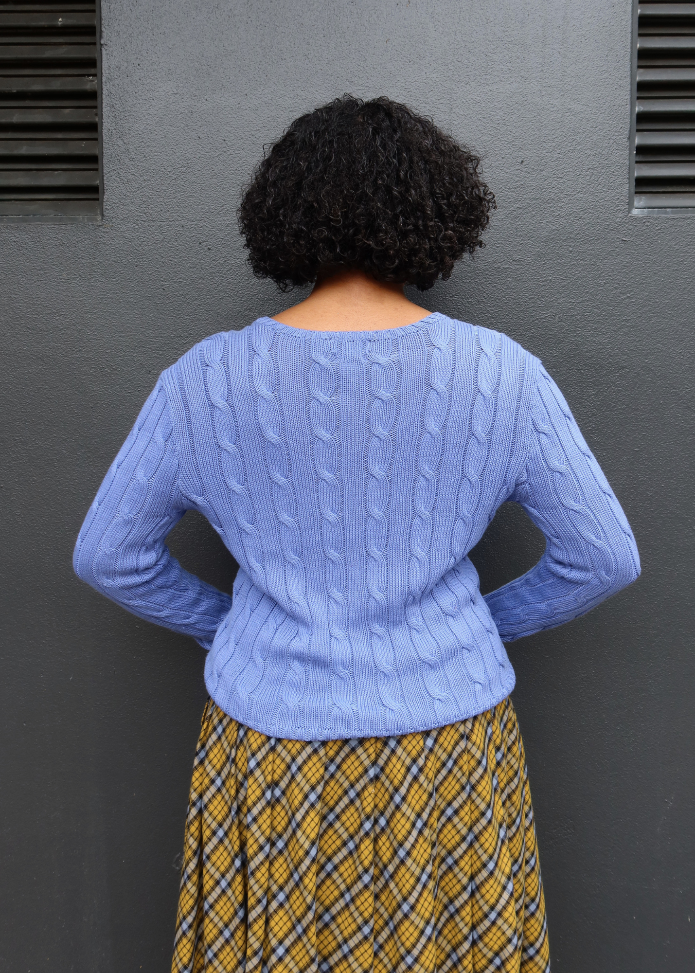 POLO BY RALPH LAUREN (AS IS) Periwinkle Blue Cotton Cable Knit Jumper
