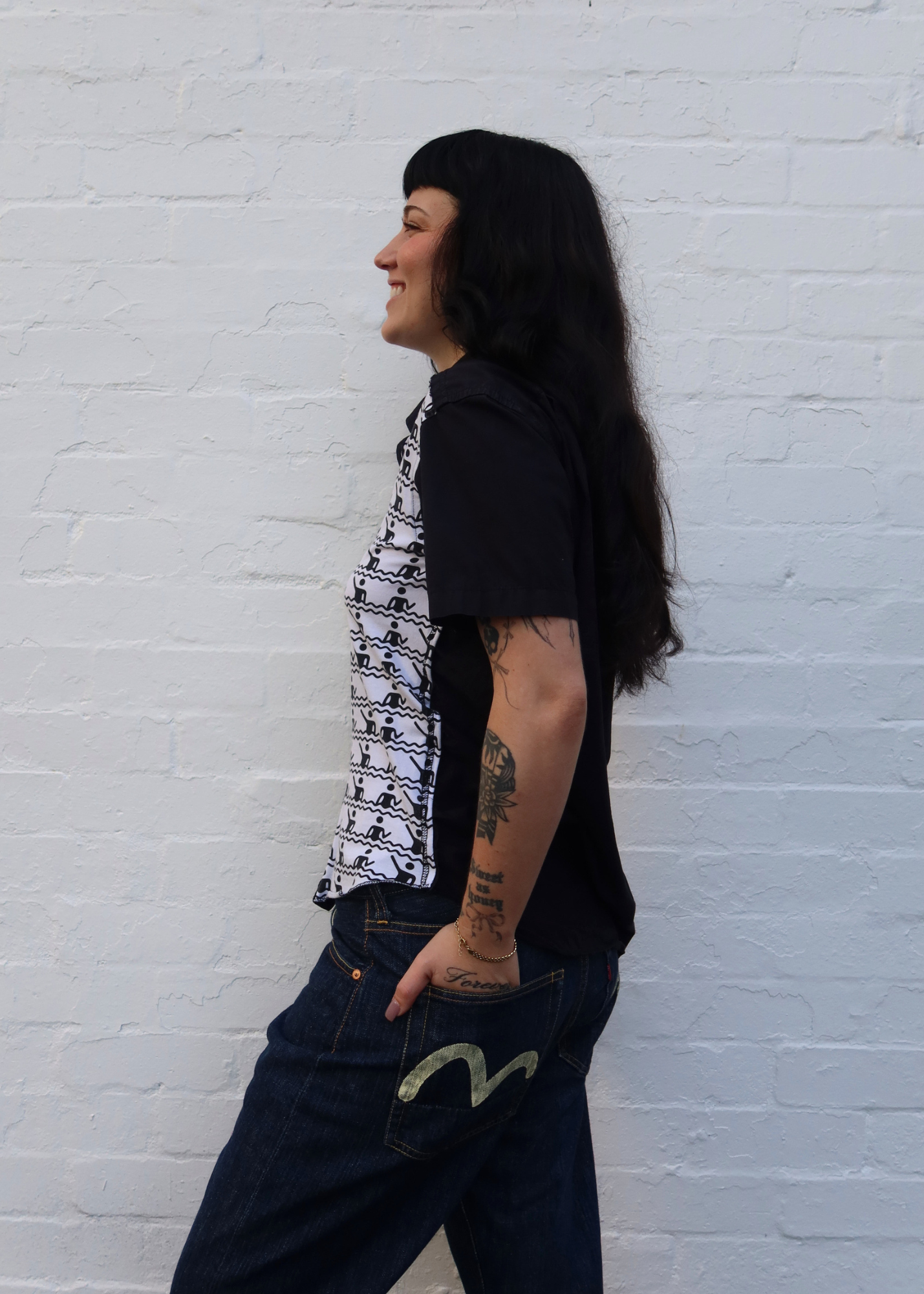 COMME DES GARCONS SHIRT Swimming Figure Print Shirt