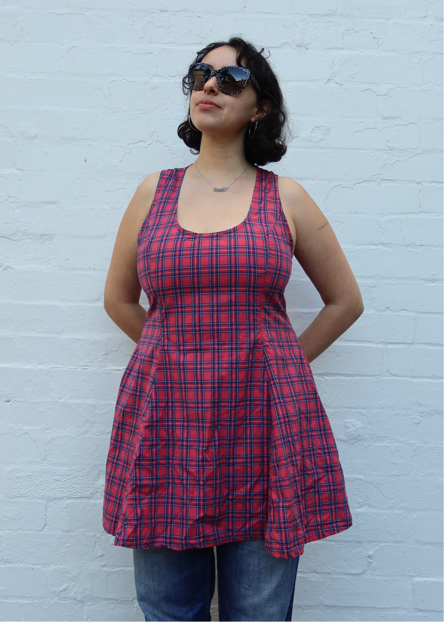 KATHARINA LOU Cotton Plaid Mini Dress