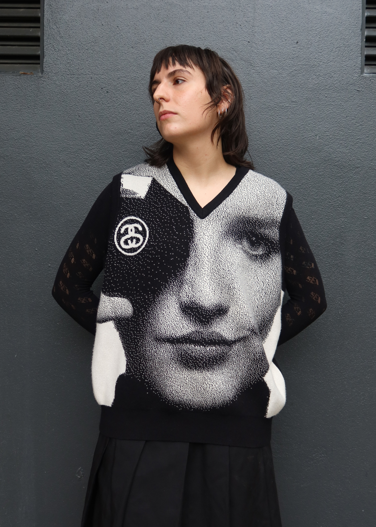 STUSSY Jacquard Face Knit Vest
