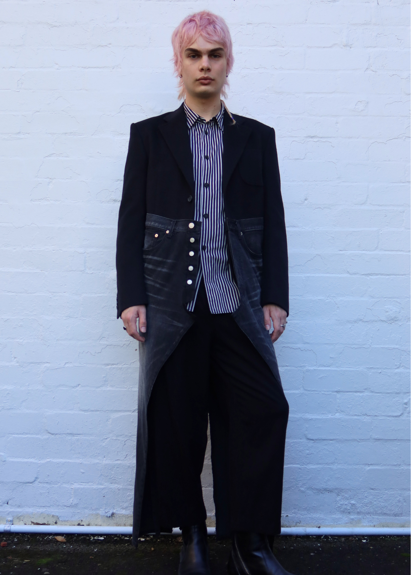 JUNYA WATANABE X LEVI'S 2023 Wool/Cashmere Maxi Coat W/ Reworked Denim