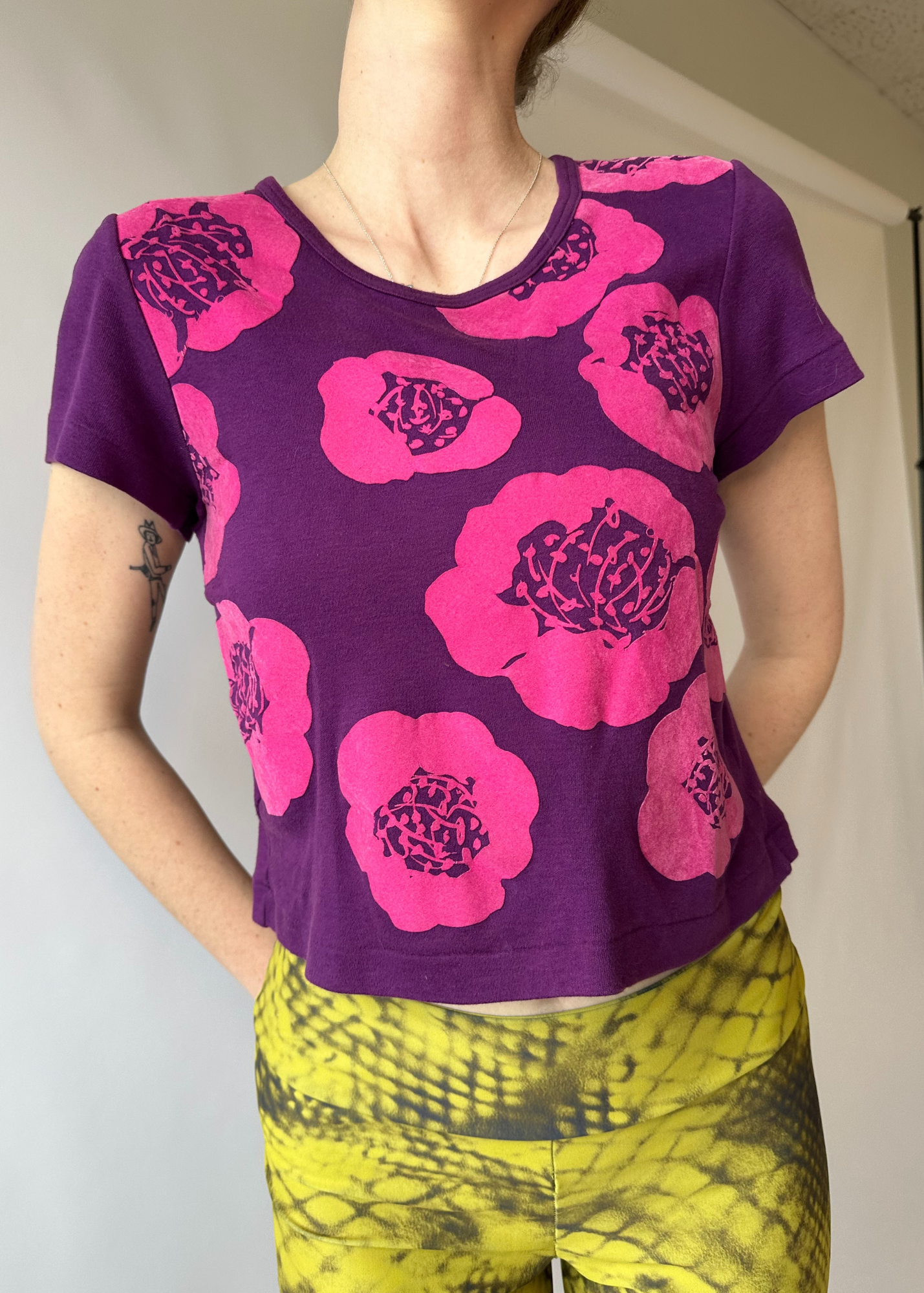 COMME DES GARCONS (AS IS) 1996 Floral Flocked Baby T-Shirt