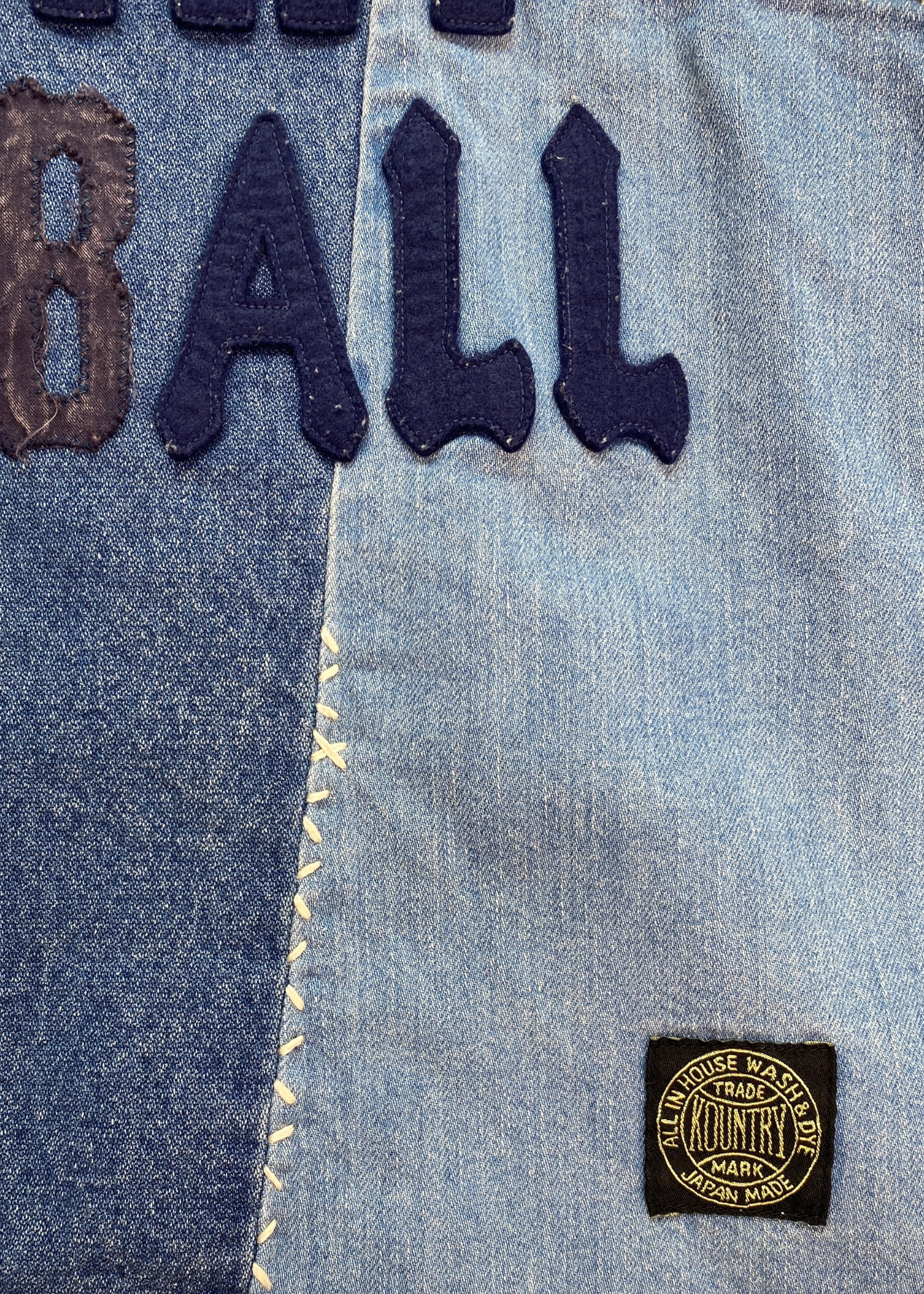 KAPITAL (BNWT) 8oz Reconstructed Denim 'GREAT KOUNTRY' Baseball Shirt