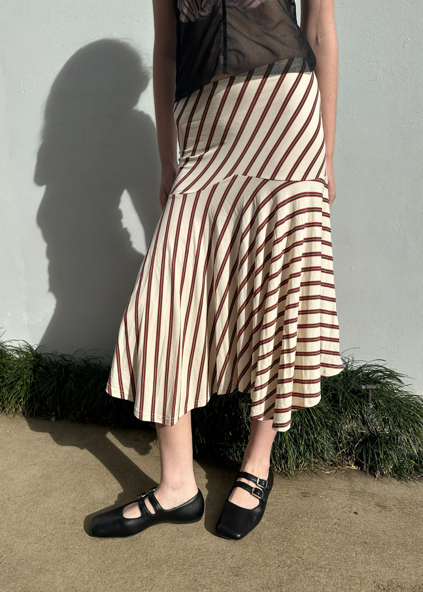 WITH JEAN 'Maeve' Stripe Handkerchief Midi Skirt