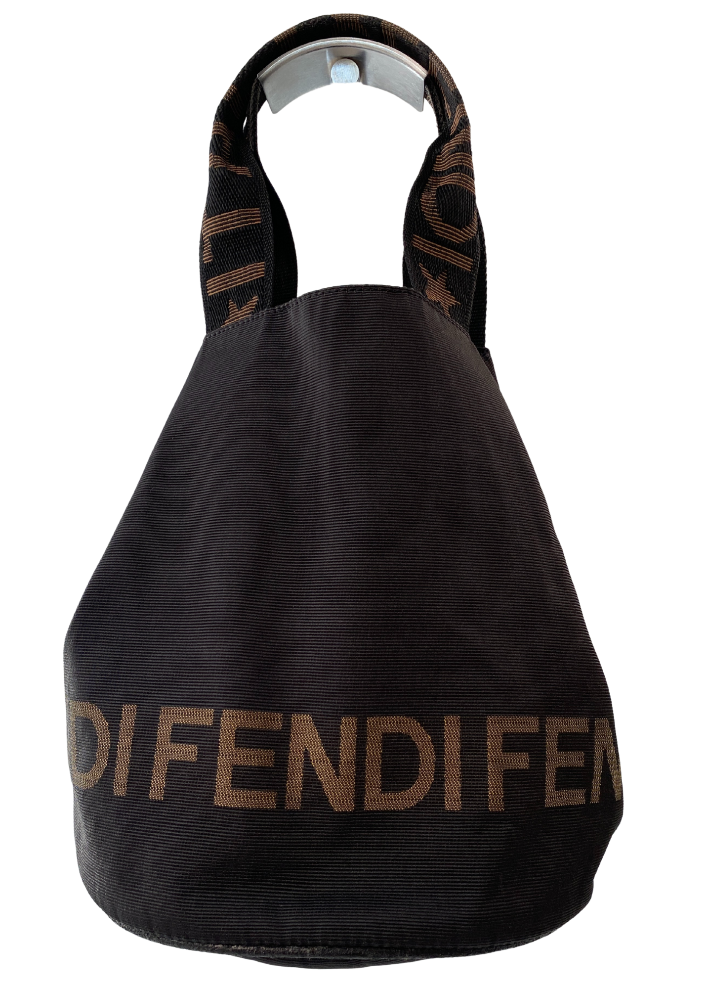 FENDI (AS IS) Logo Jacquard Canvas Mini Bucket Bag