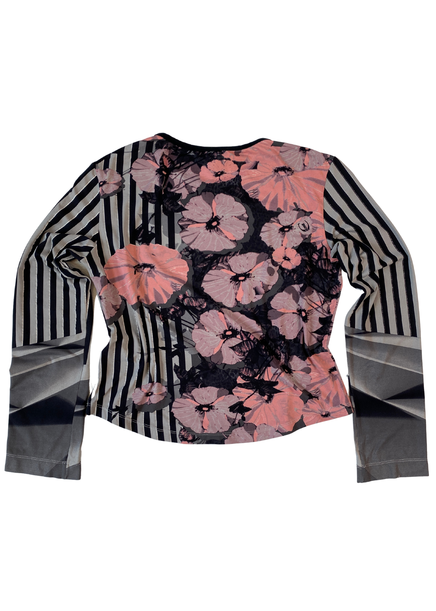 JUST CAVALLI Glitter Stripe Floral Long Sleeve