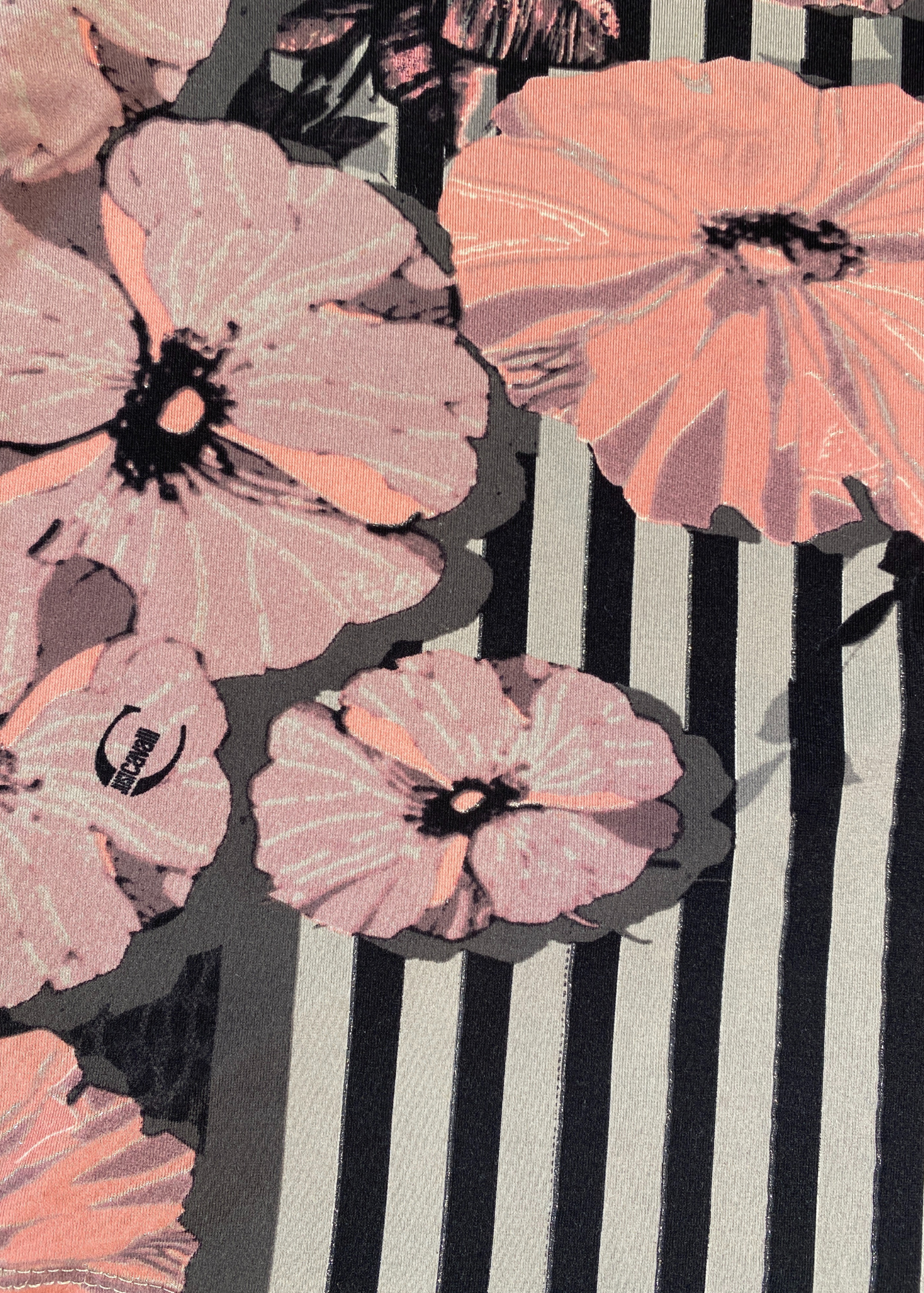 JUST CAVALLI Glitter Stripe Floral Long Sleeve