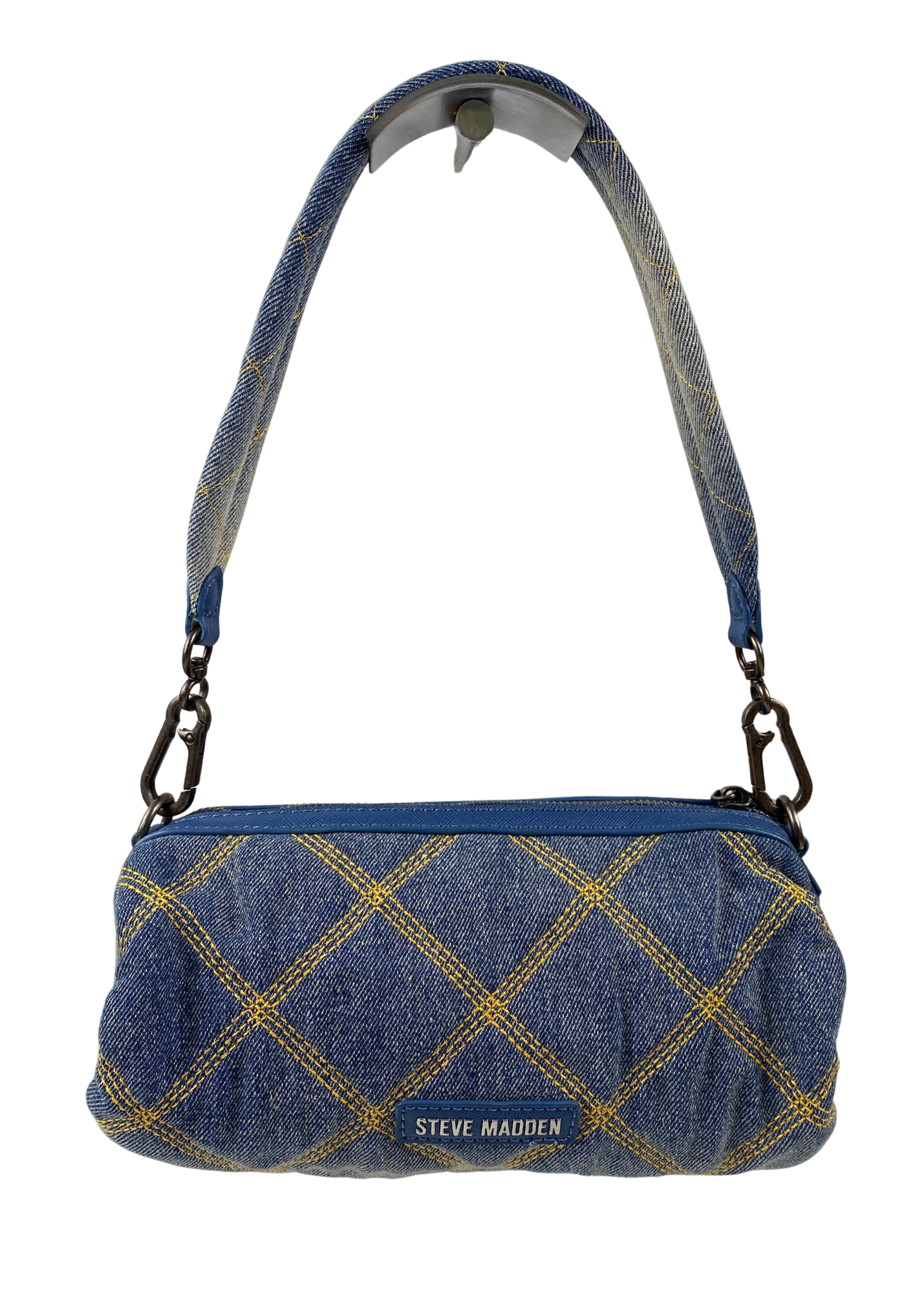 STEVE MADDEN Quilted Denim Barrel Bag