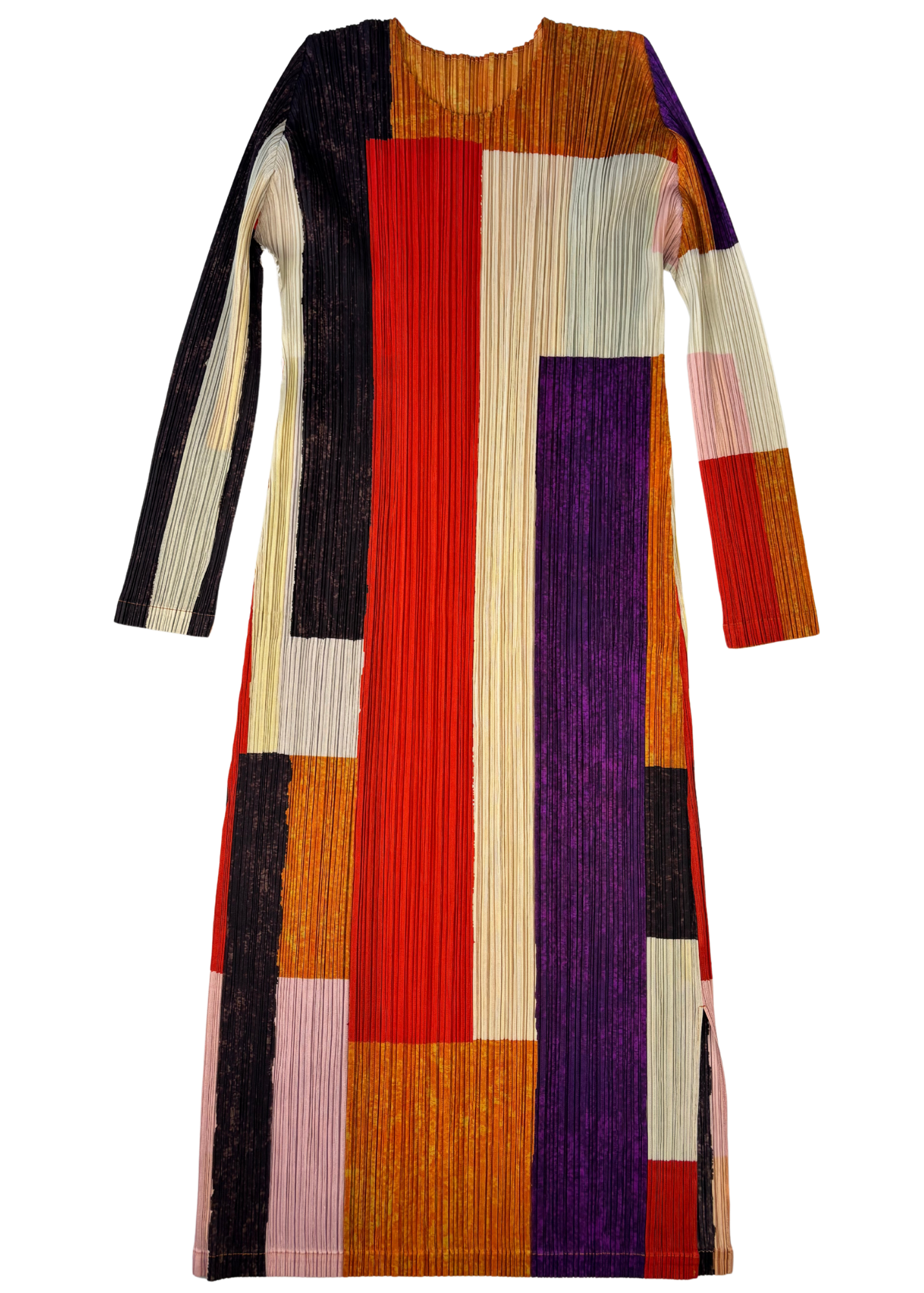 ISSEY MIYAKE PLEATS PLEASE Colour-block Pleat Maxi Dress