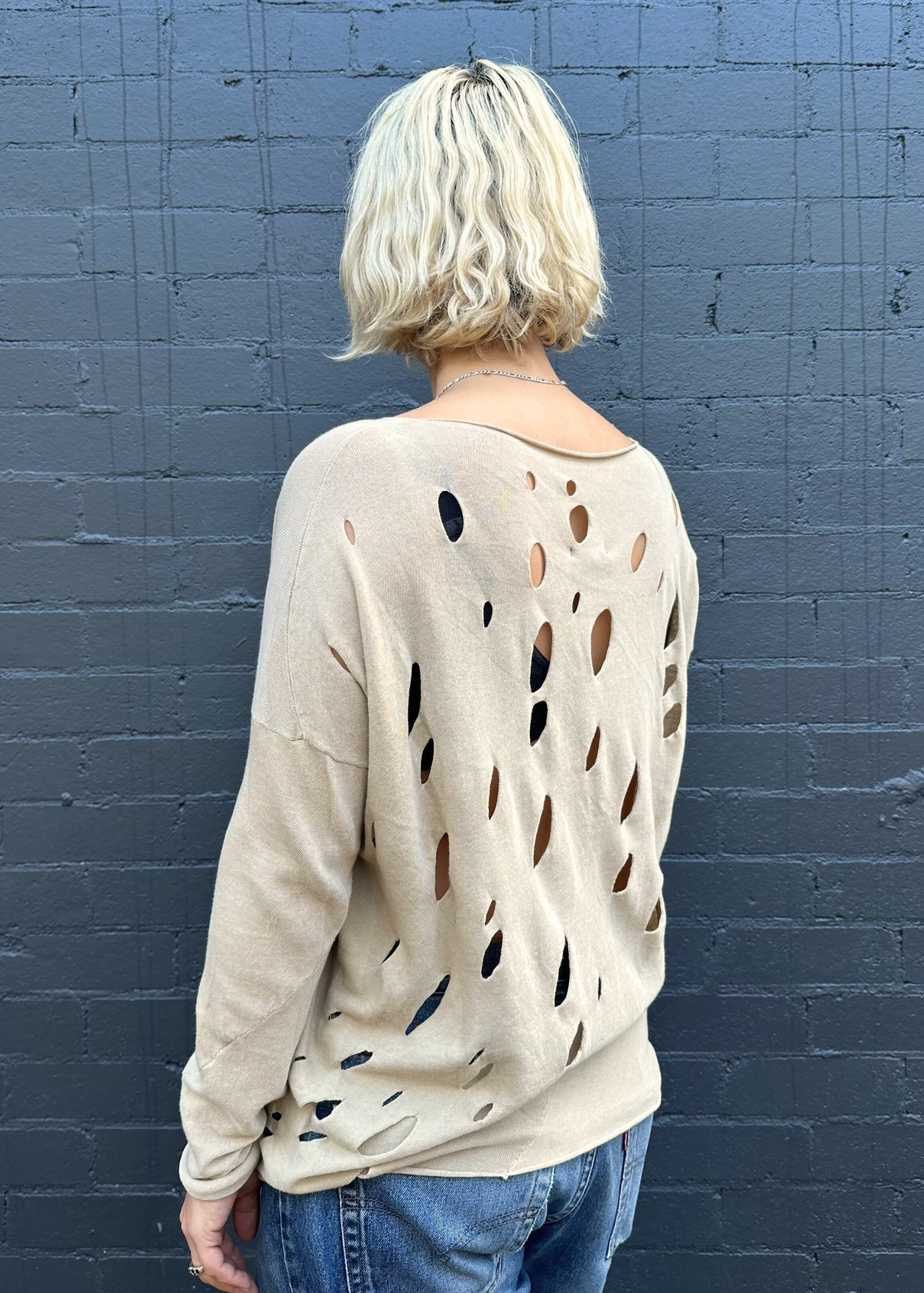 SARAH PACINI (BNWT) Holey Relaxed Long Sleeve Top
