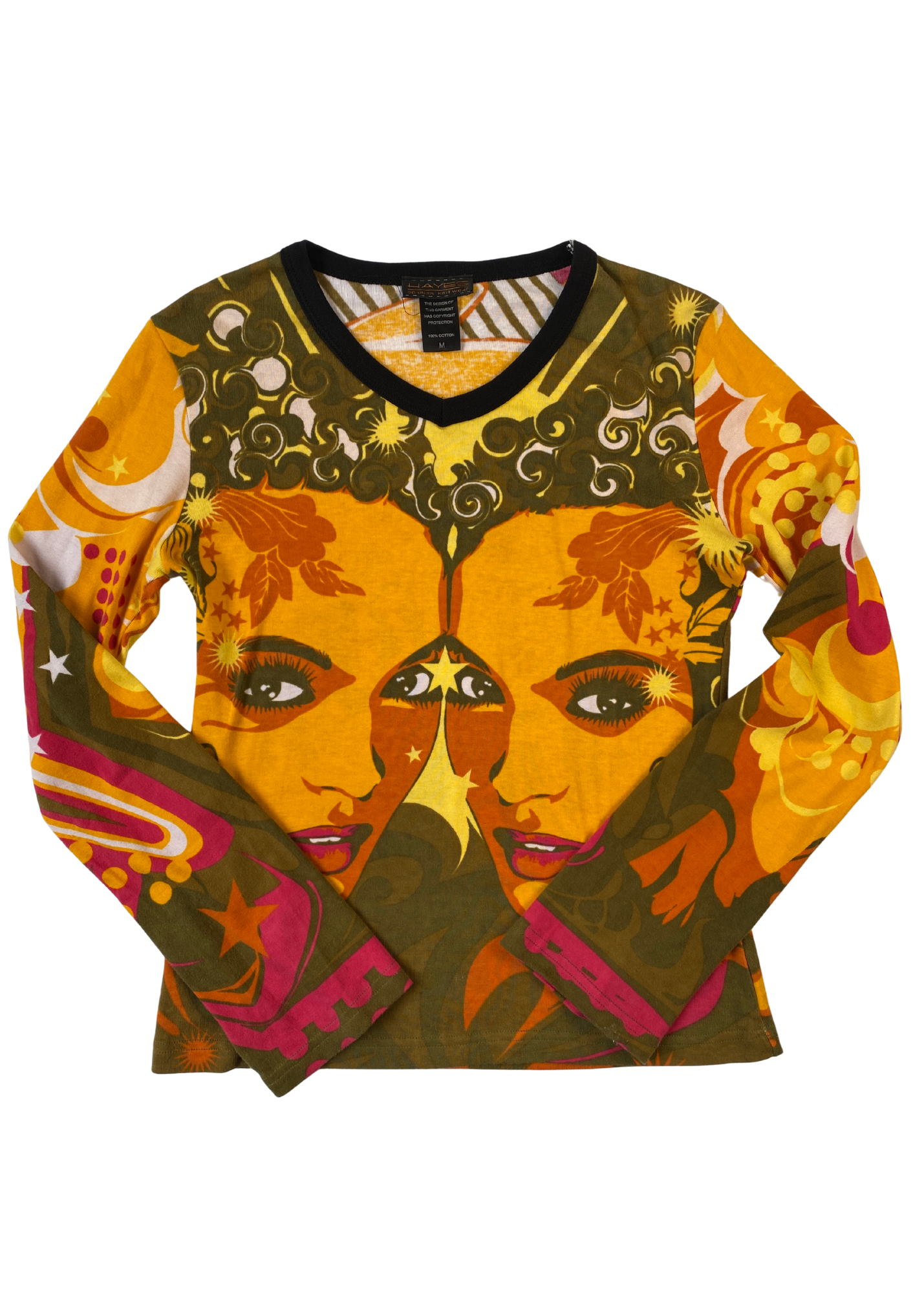 HAYES SPANISH KNITWEAR Face All Over Print Long Sleeve Top