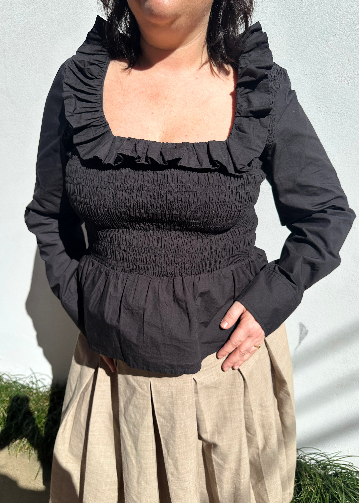 GANNI Ruched Long Sleeve Top