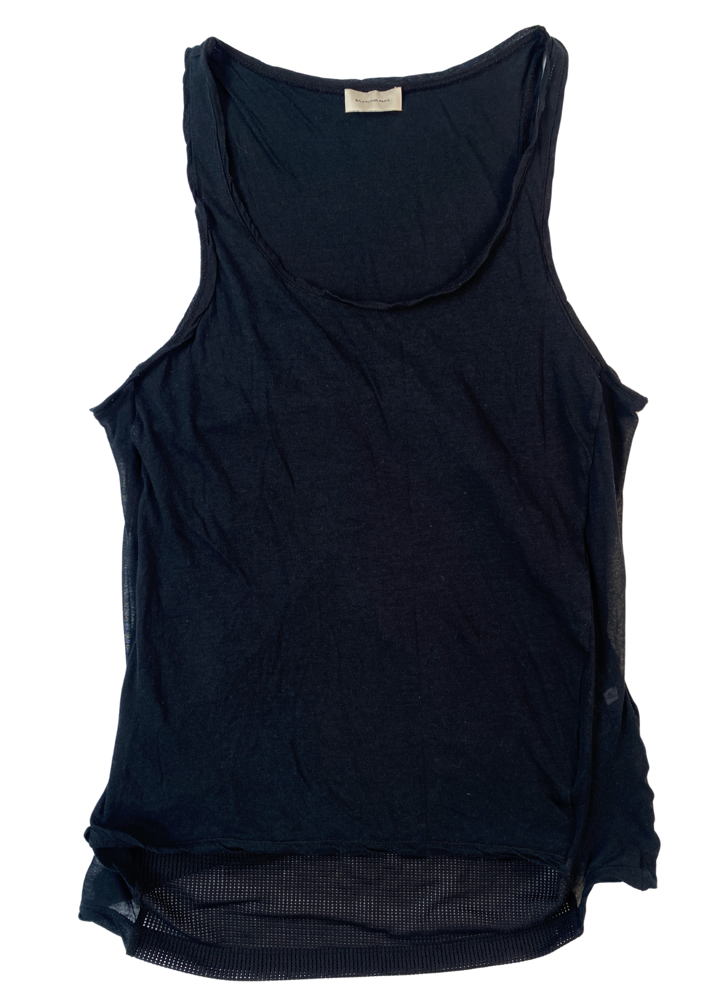 BALENCIAGA Cotton + Mesh Layered Tank Top