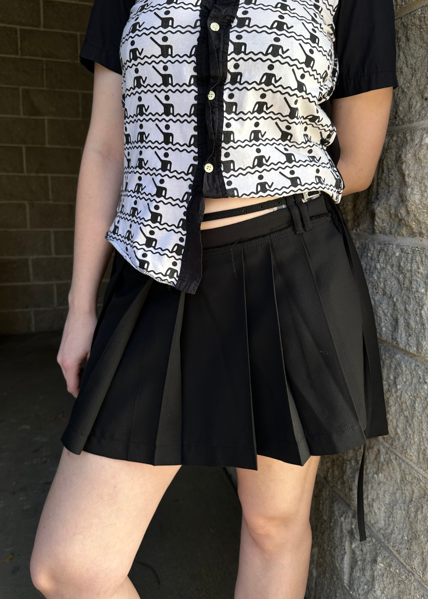 ACNE STUDIOS Belted Pleat Asymmetrical Mini Skirt