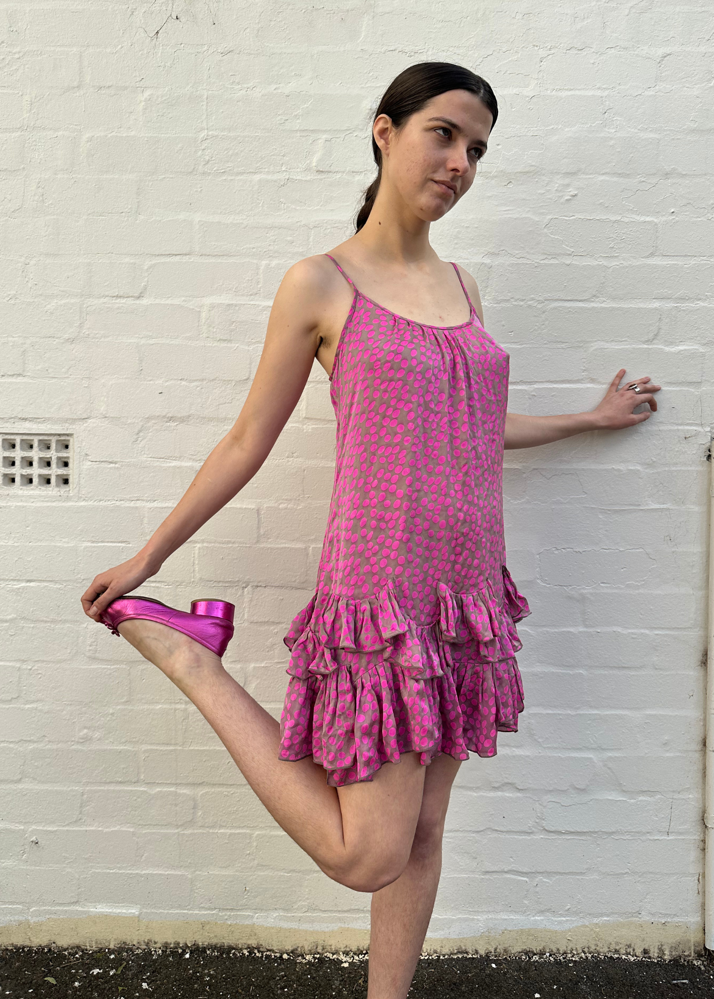 ALANNAH HILL Polkadot Silk Mini Dress