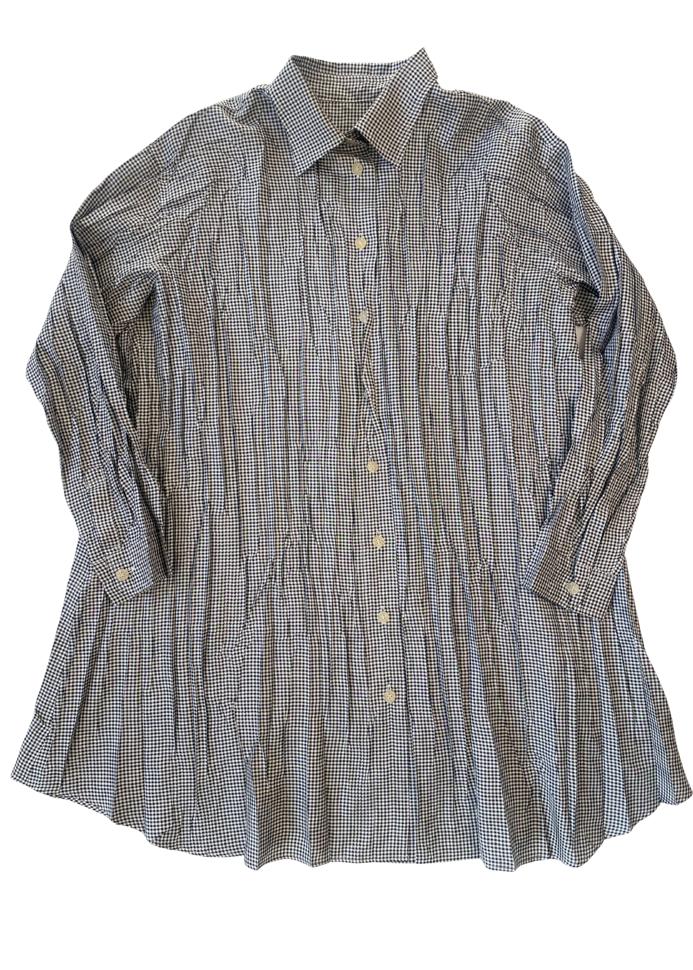 ISSEY MIYAKE PLEATS PLEASE Gingham Shirt Midi Dress