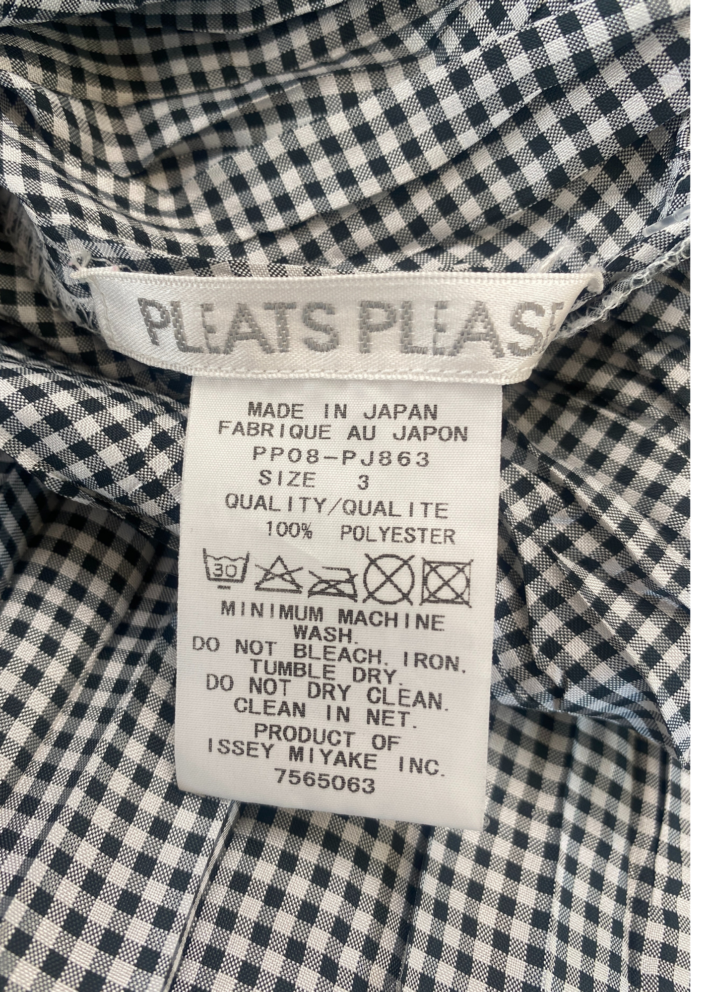 ISSEY MIYAKE PLEATS PLEASE Gingham Shirt Midi Dress