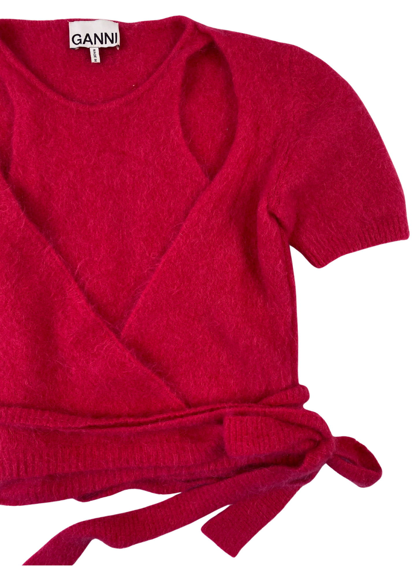 GANNI Knit Cut Out Tie Top