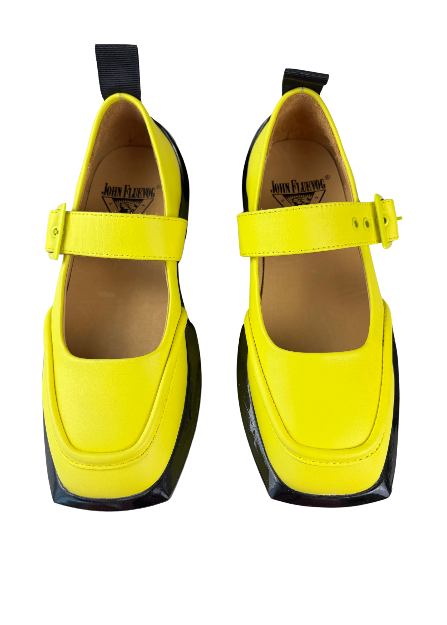 Neon yellow John Fluevog Mary Janes Buckle Strap 