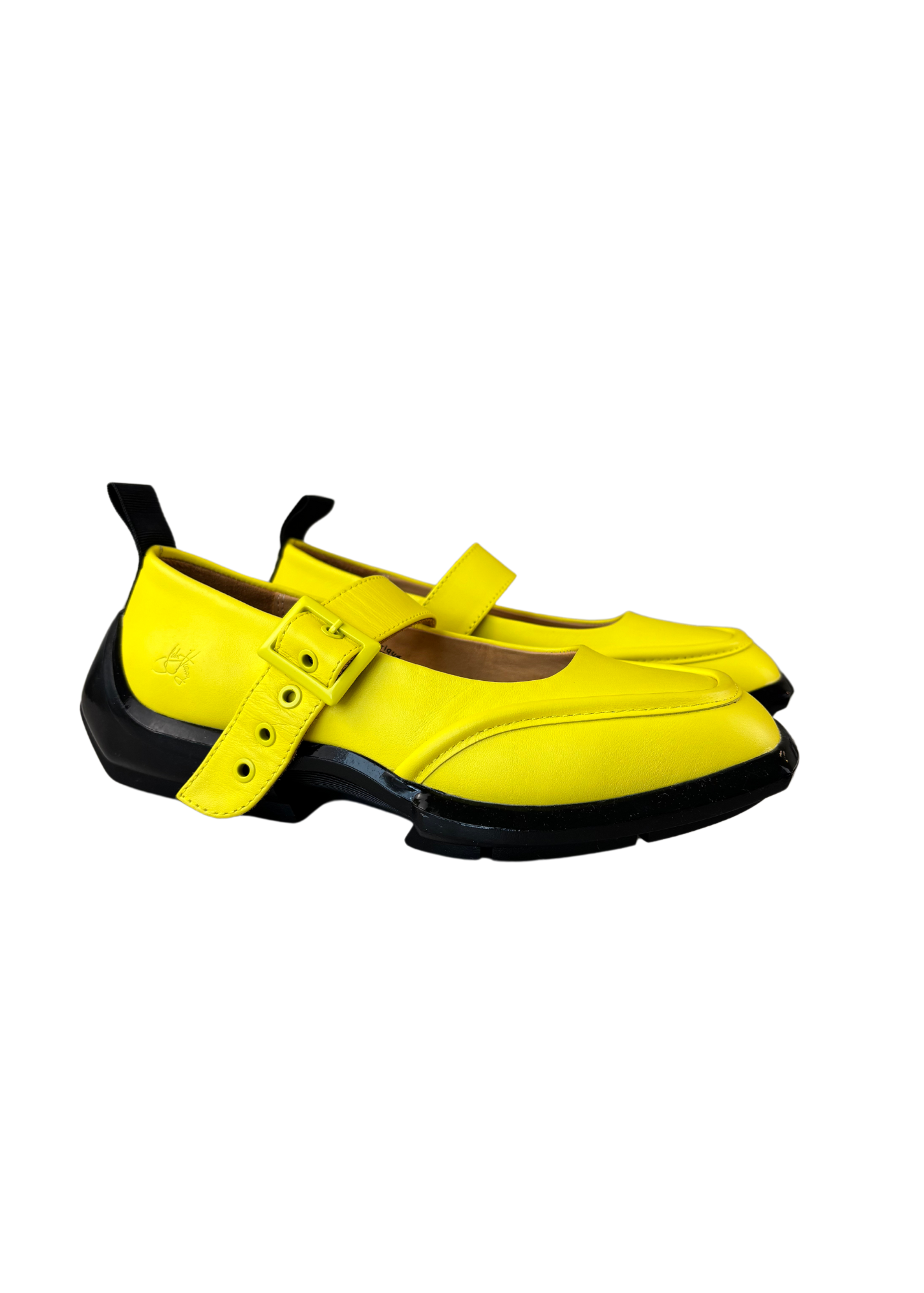 Neon yellow John Fluevog Mary Janes Buckle Strap 