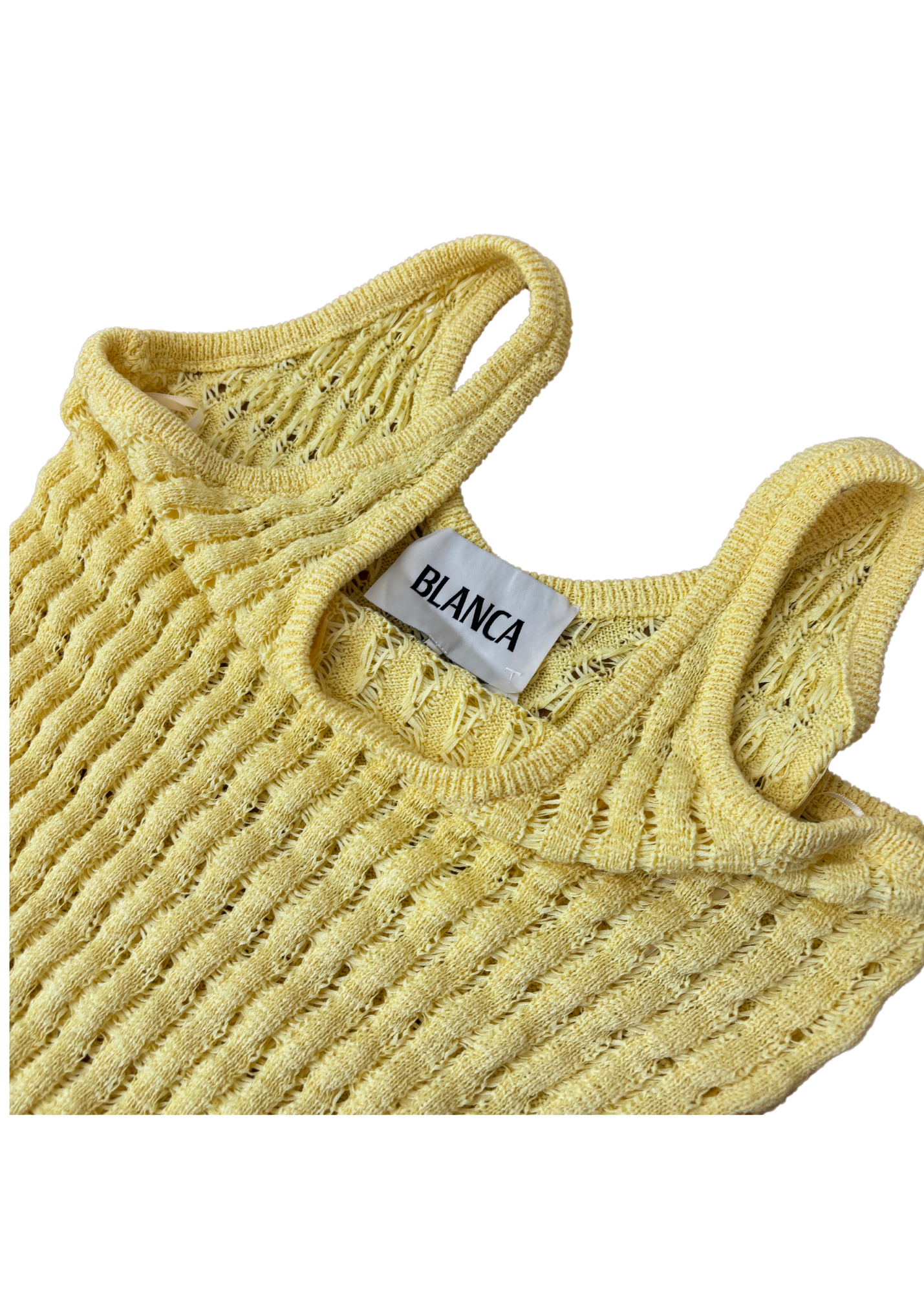 BLANCA Yellow Knit Midi Dress