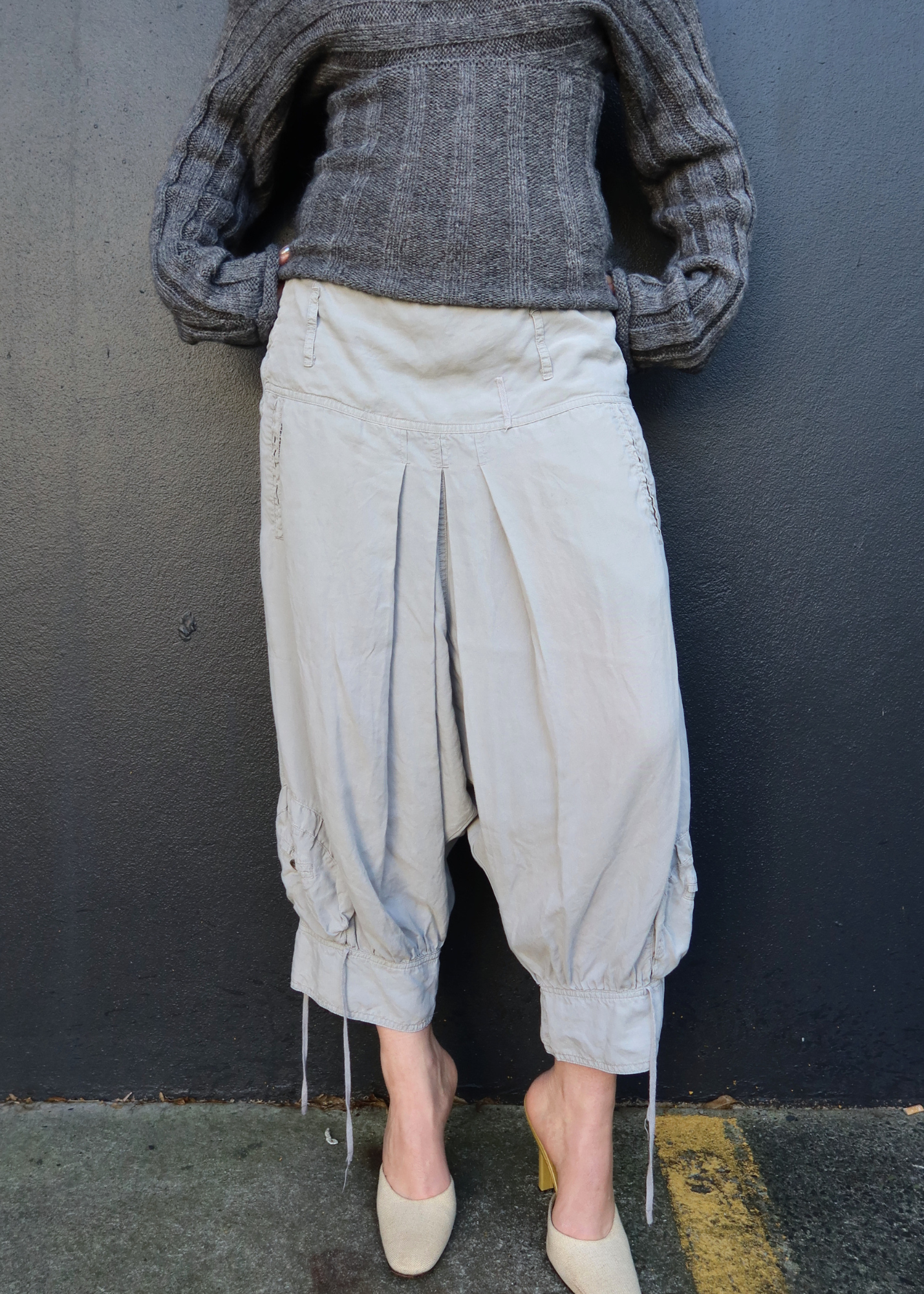 COP COPINE (AS IS) Sage Green Drop Crotch Capri Pants