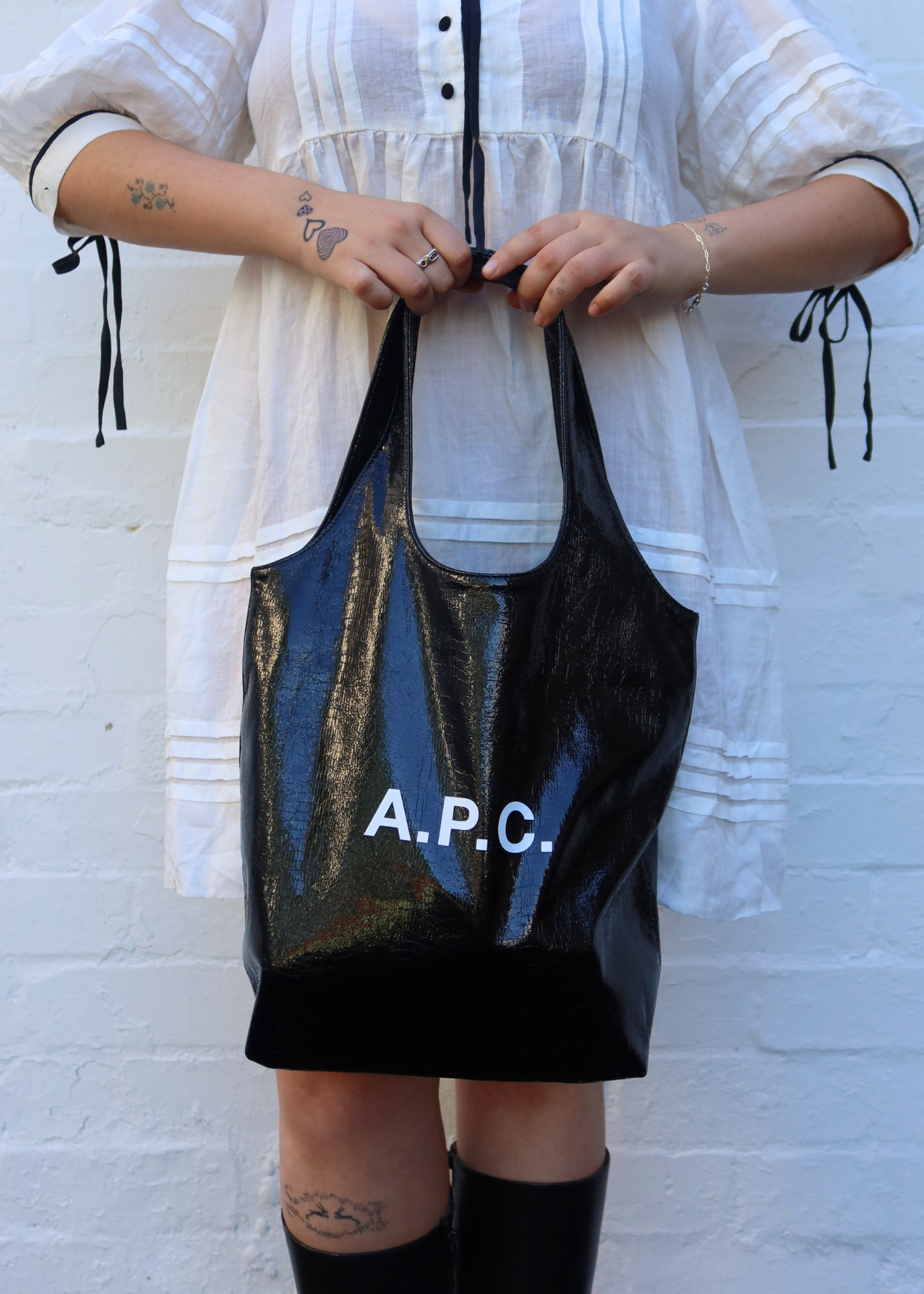 APC 'Ninon Tote' PVC Croc Effect Logo Bag