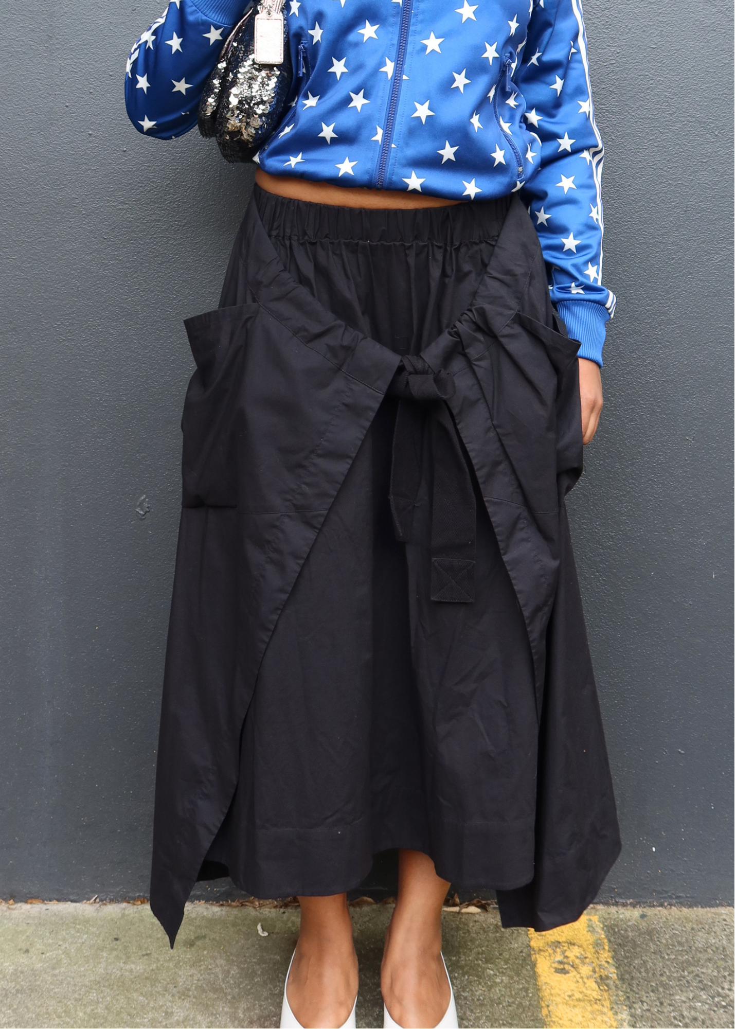 LEE MATHEWS Cotton Double Layer Wrap Skirt