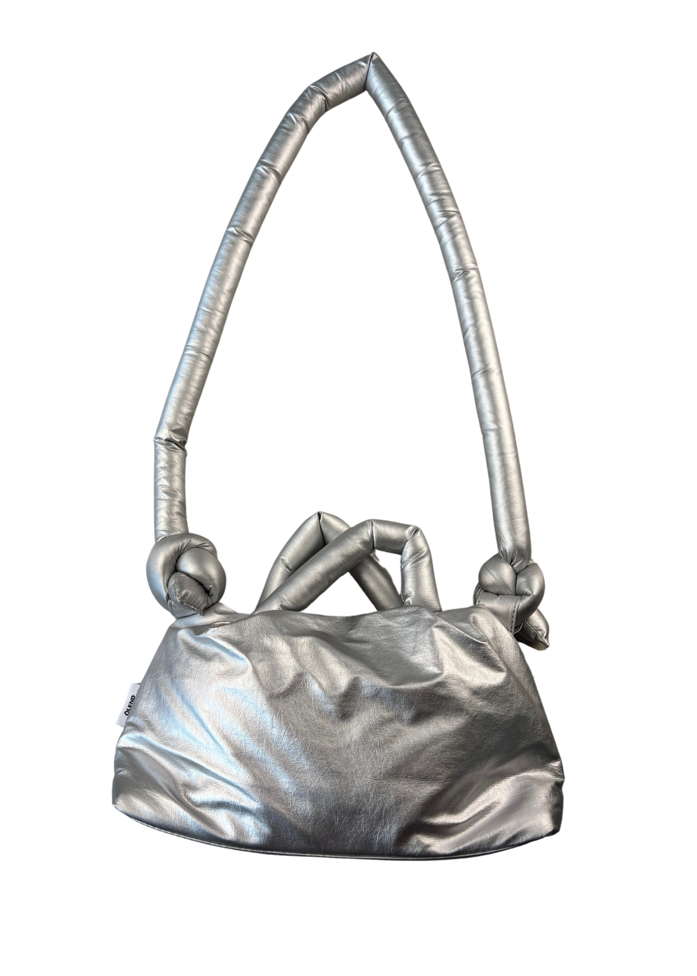 OLEND BACKPACKS (BNWT) 'Miniona' Silver Puffer Knot Bag