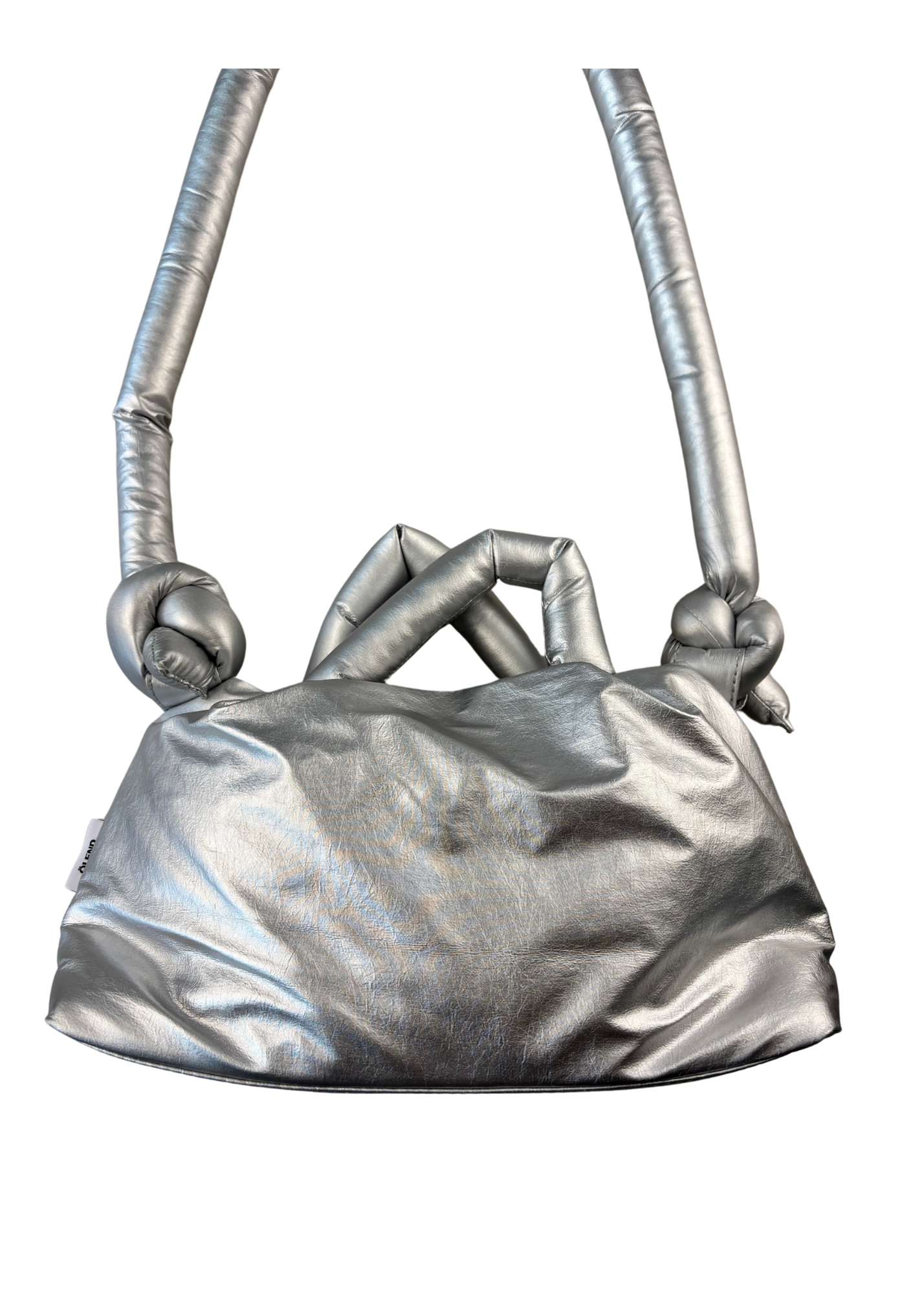 OLEND BACKPACKS (BNWT) 'Miniona' Silver Puffer Knot Bag