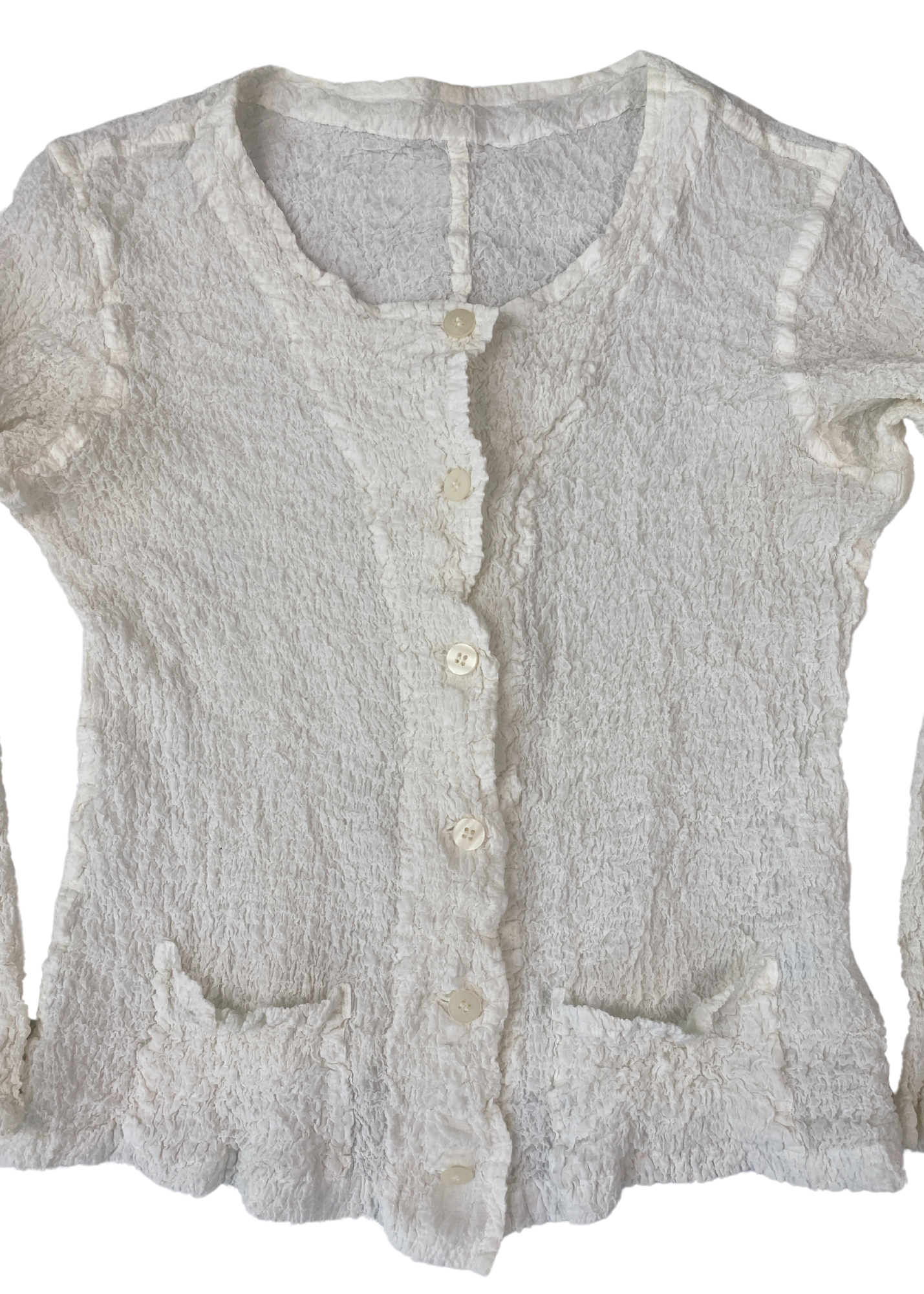 ISSEY MIYAKE ME Cauliflower Crinkle Button Down Shirt
