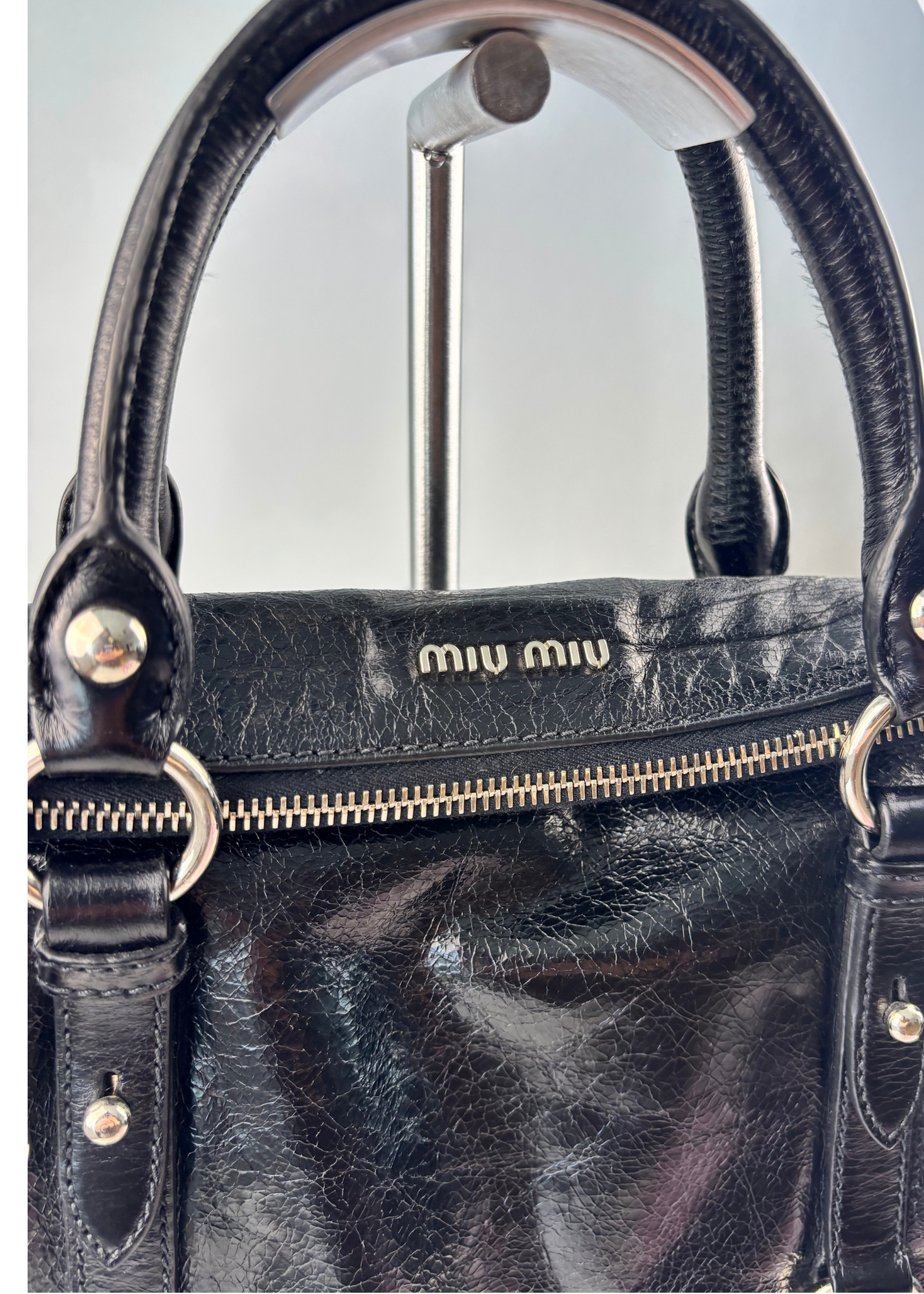 MIU MIU (AS IS) Black Leather Vitello Lux Bow Mini