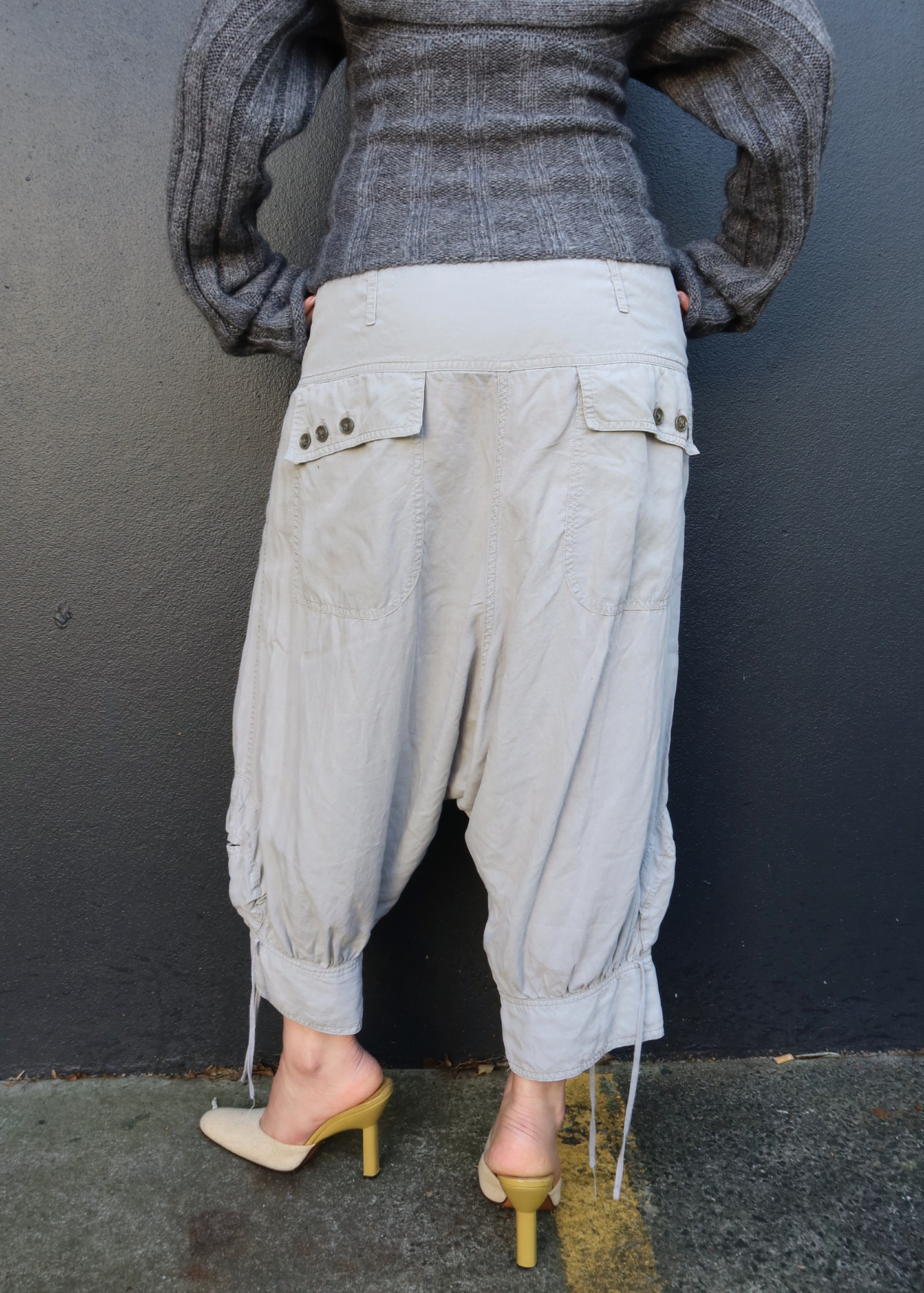 COP COPINE (AS IS) Sage Green Drop Crotch Capri Pants