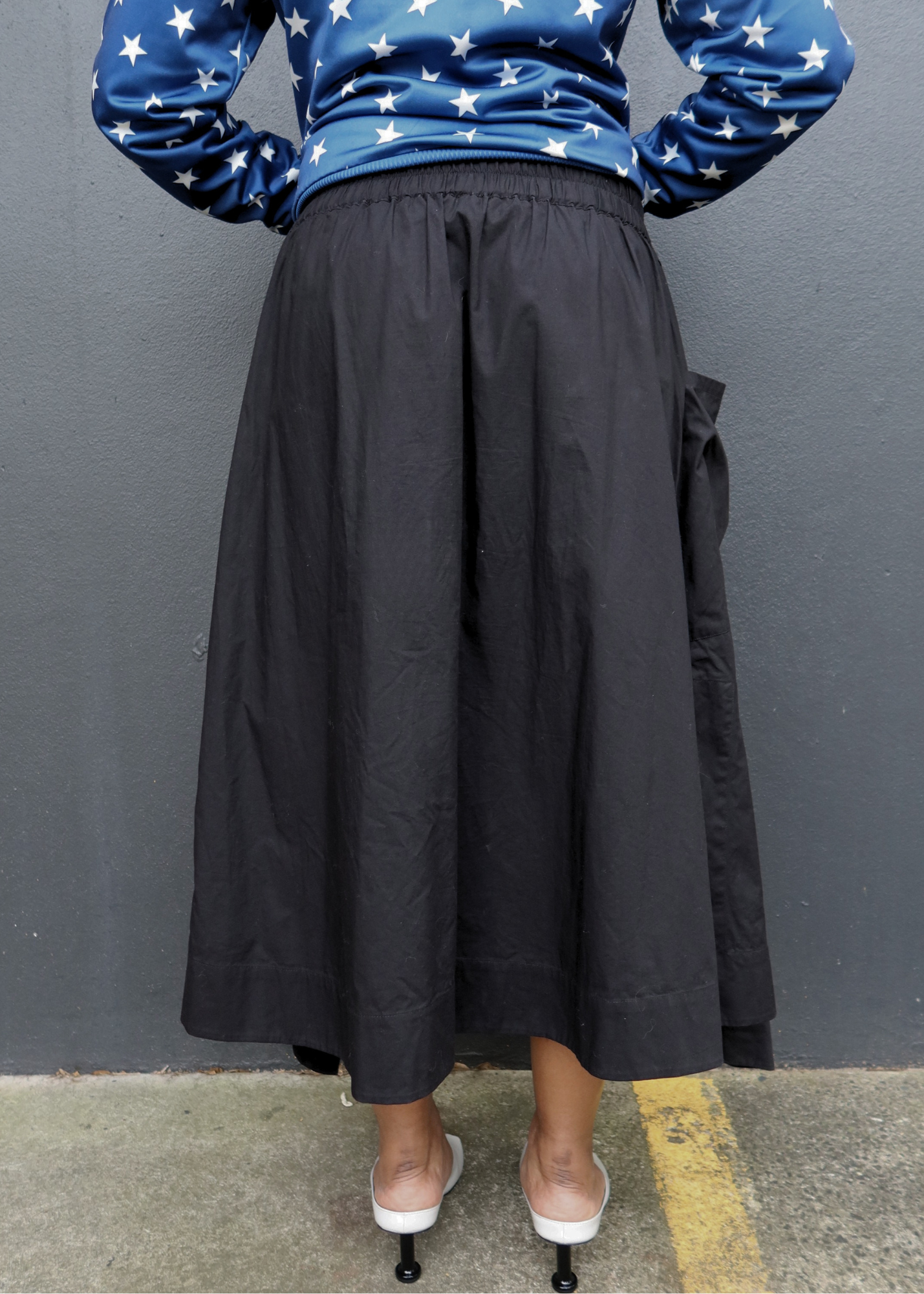 LEE MATHEWS Cotton Double Layer Wrap Skirt